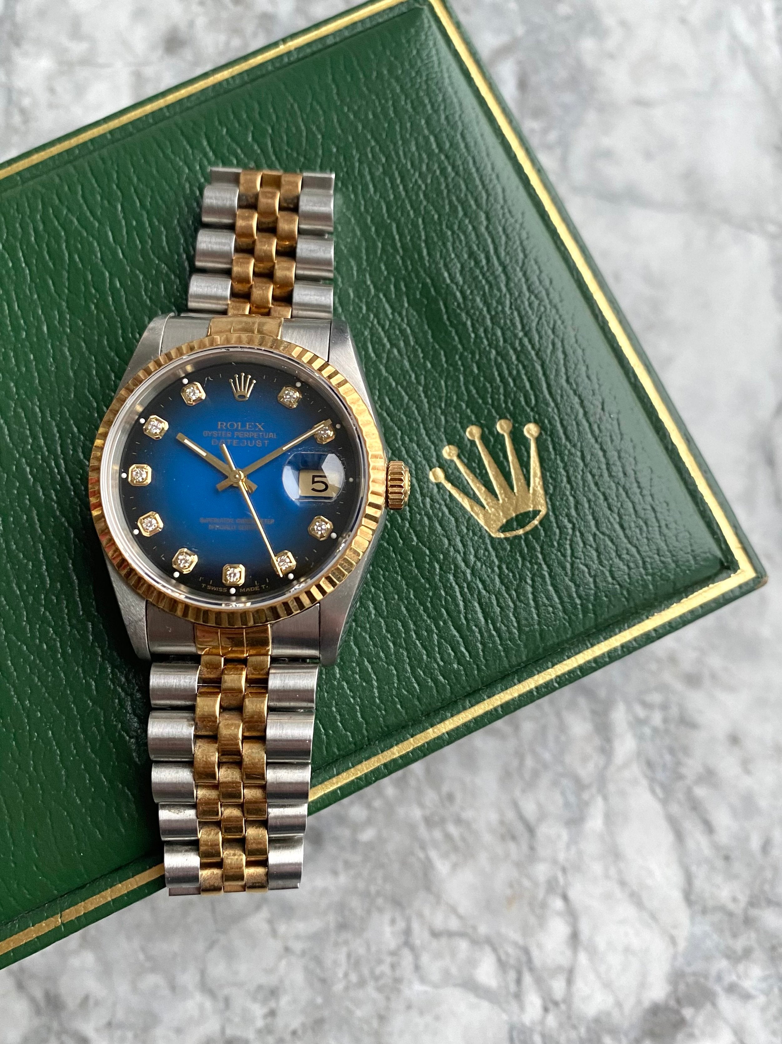 Rolex Datejust 16233G - Blue Vignette Diamond