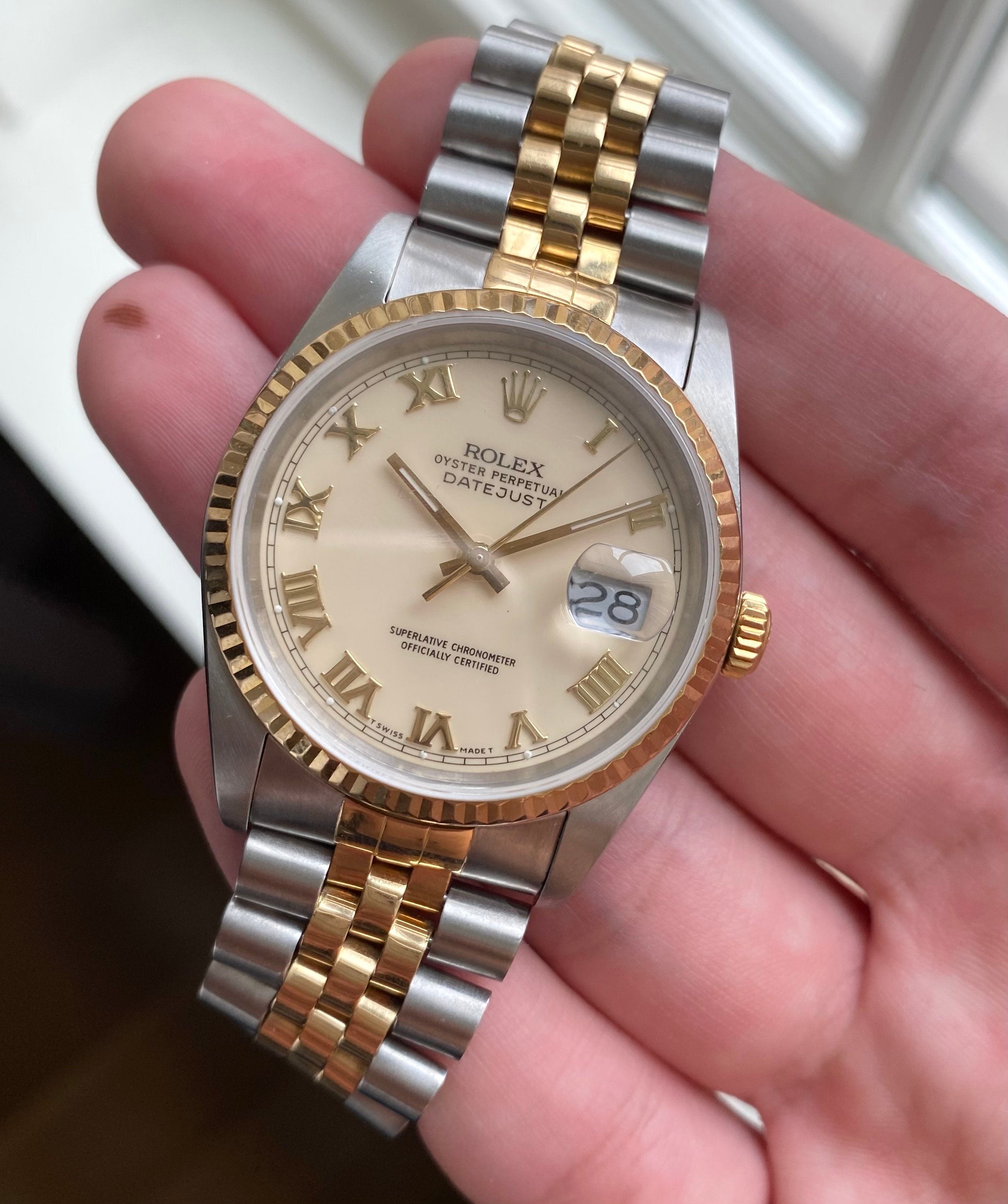 Rolex Datejust ref. 16233 — Cream Roman Numeral Dial