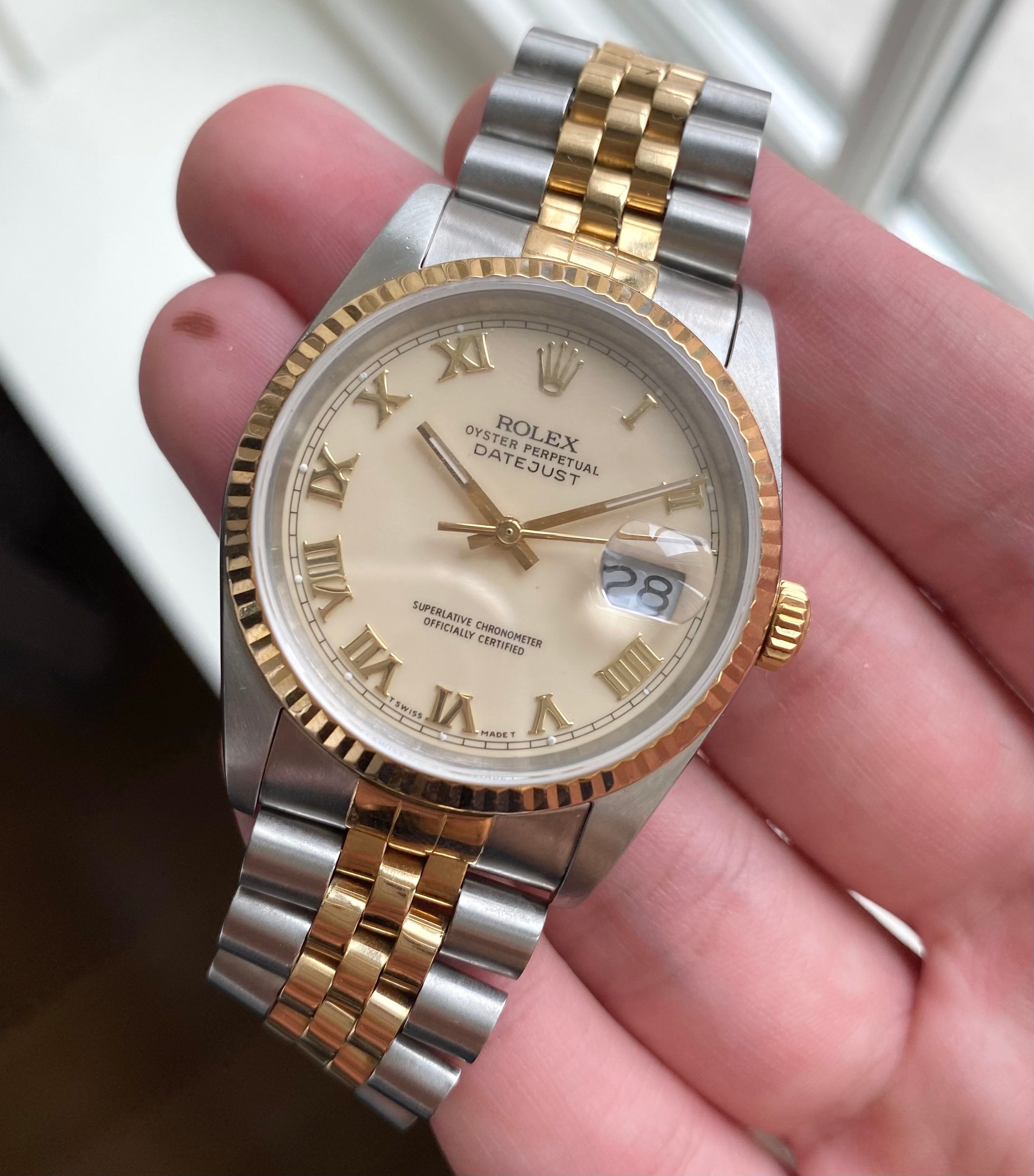 Rolex Datejust ref. 16233 — Cream Roman Numeral Dial