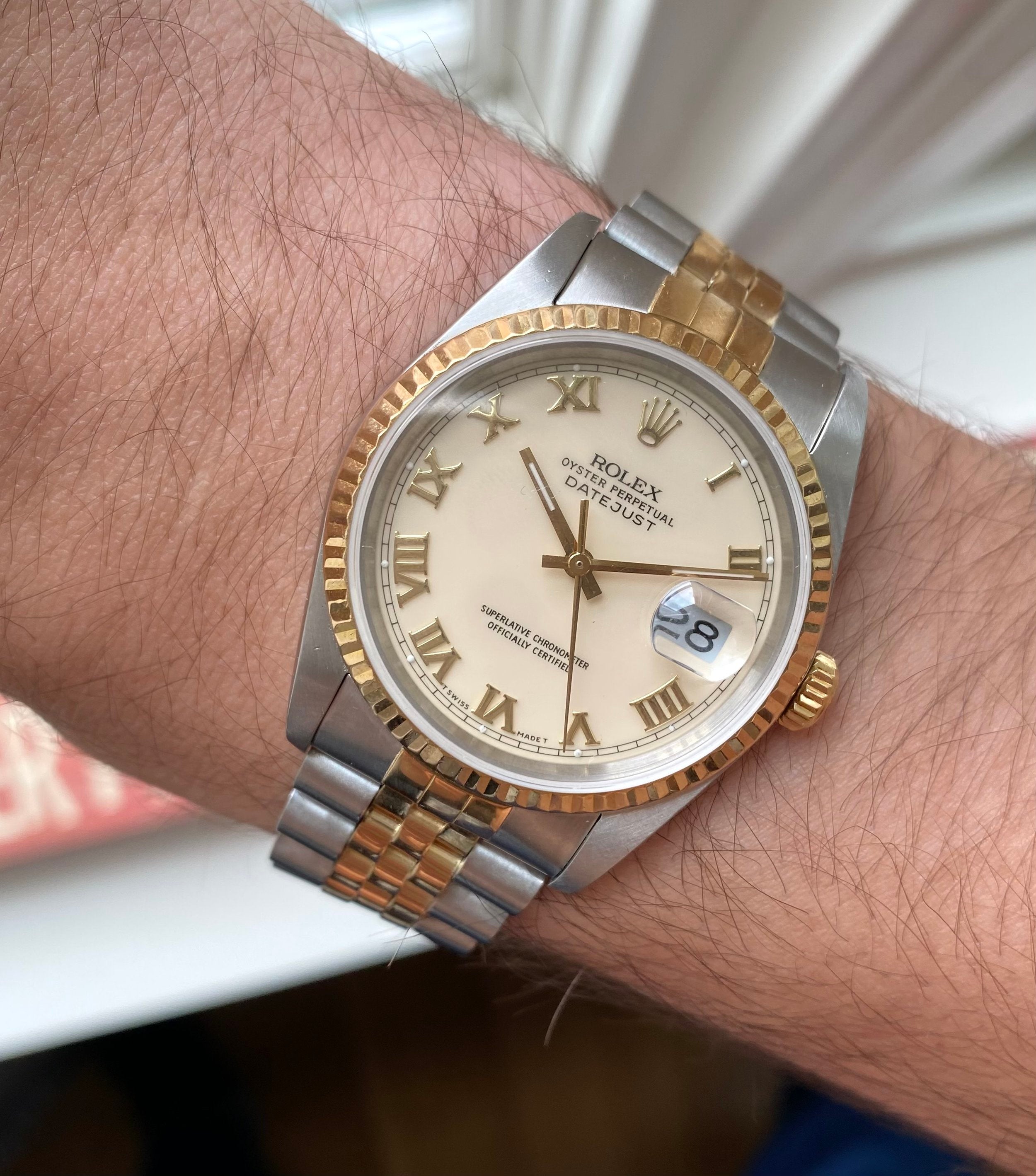 Rolex Datejust ref. 16233 — Cream Roman Numeral Dial