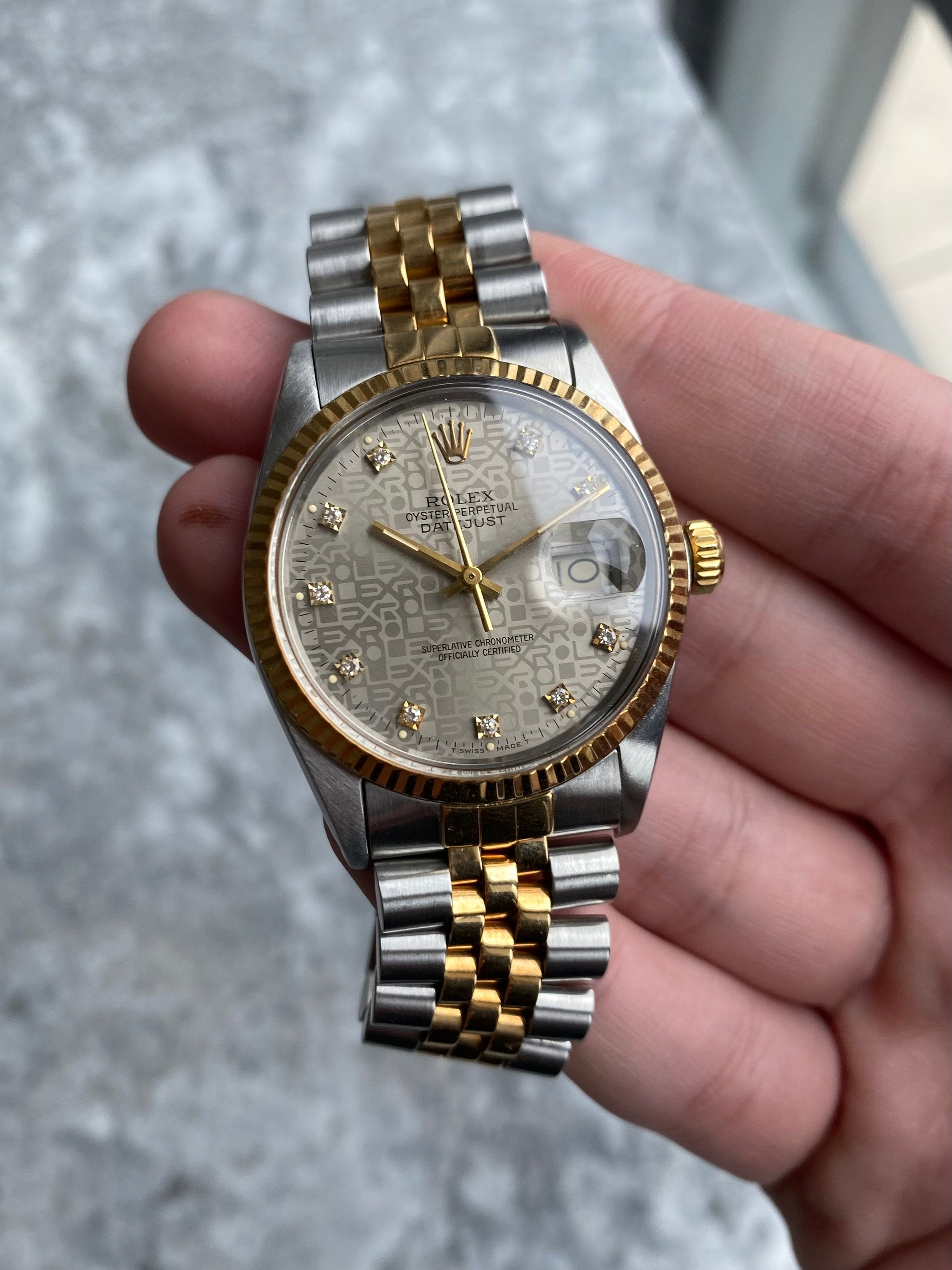 Rolex Datejust 16233G - Factory Diamond Dial.