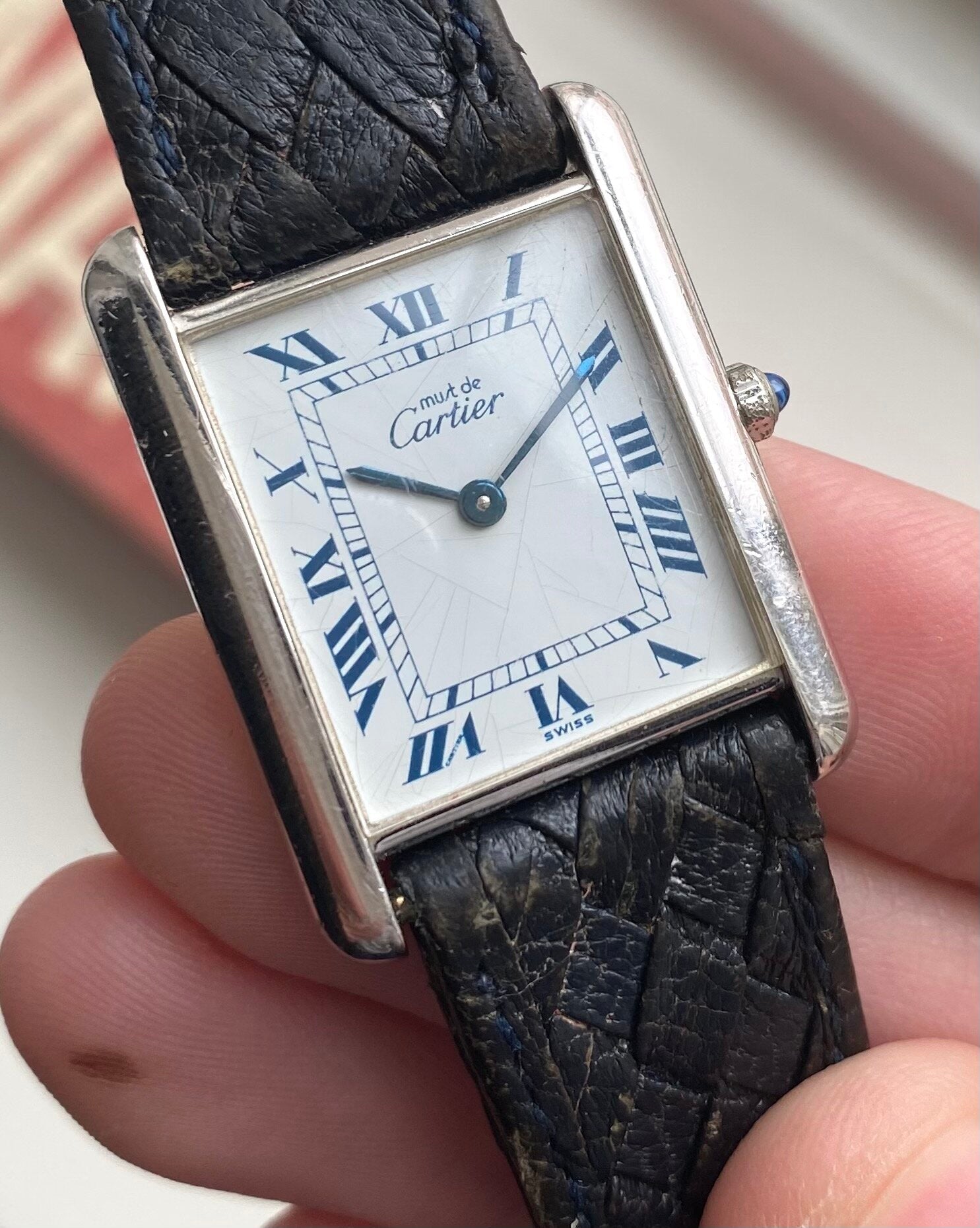 Cartier Tank — Blue Roman Numerals