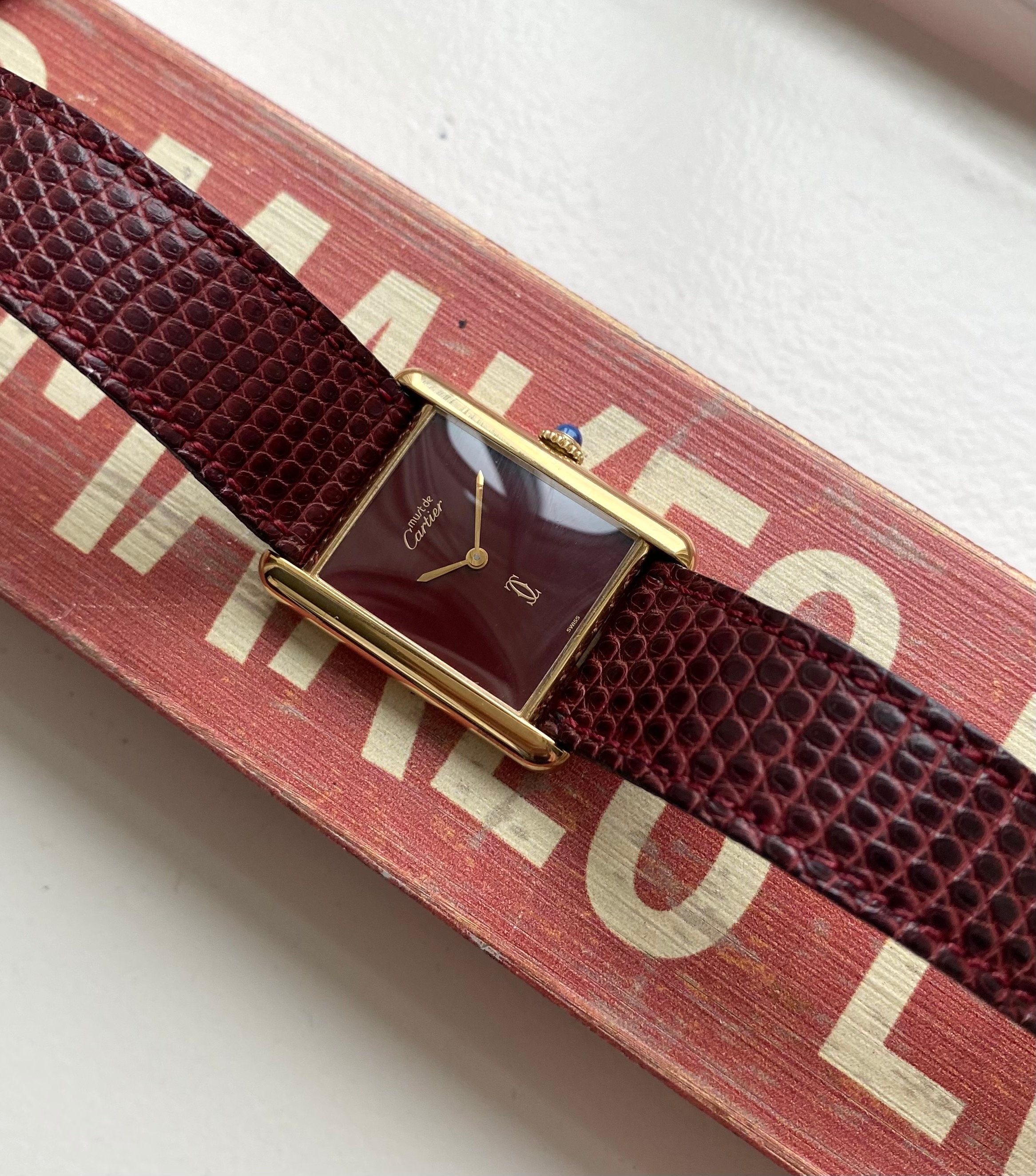 Cartier Tank — Maroon Dial