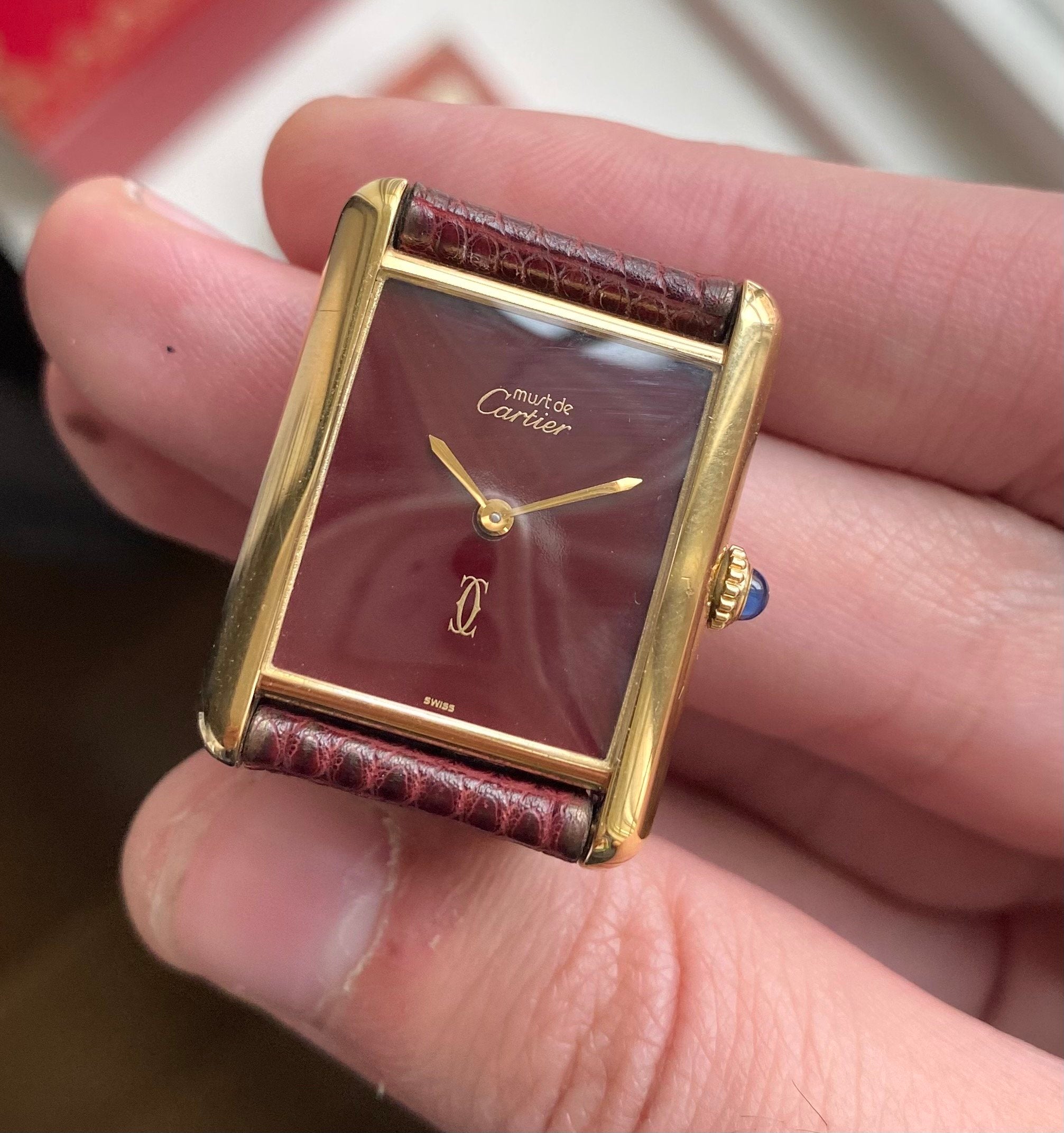 Cartier Tank — Maroon Dial