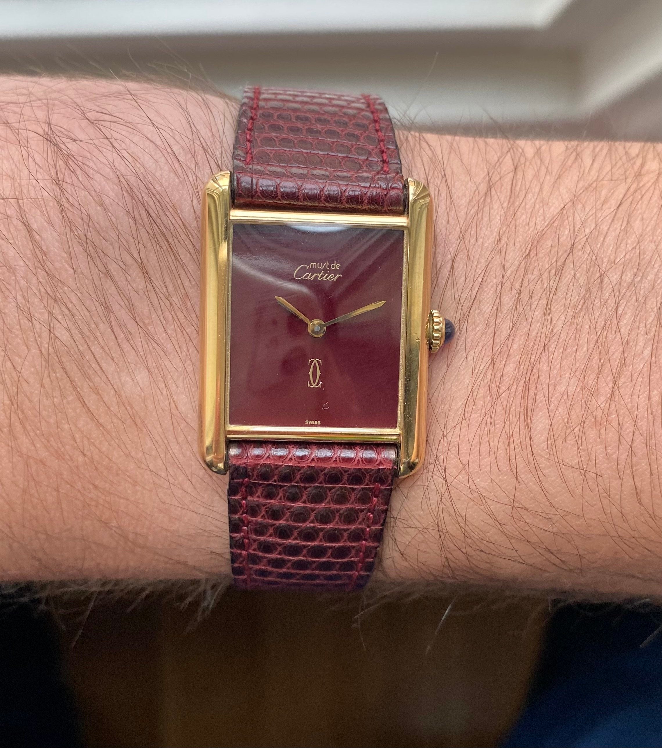 Cartier Tank — Maroon Dial