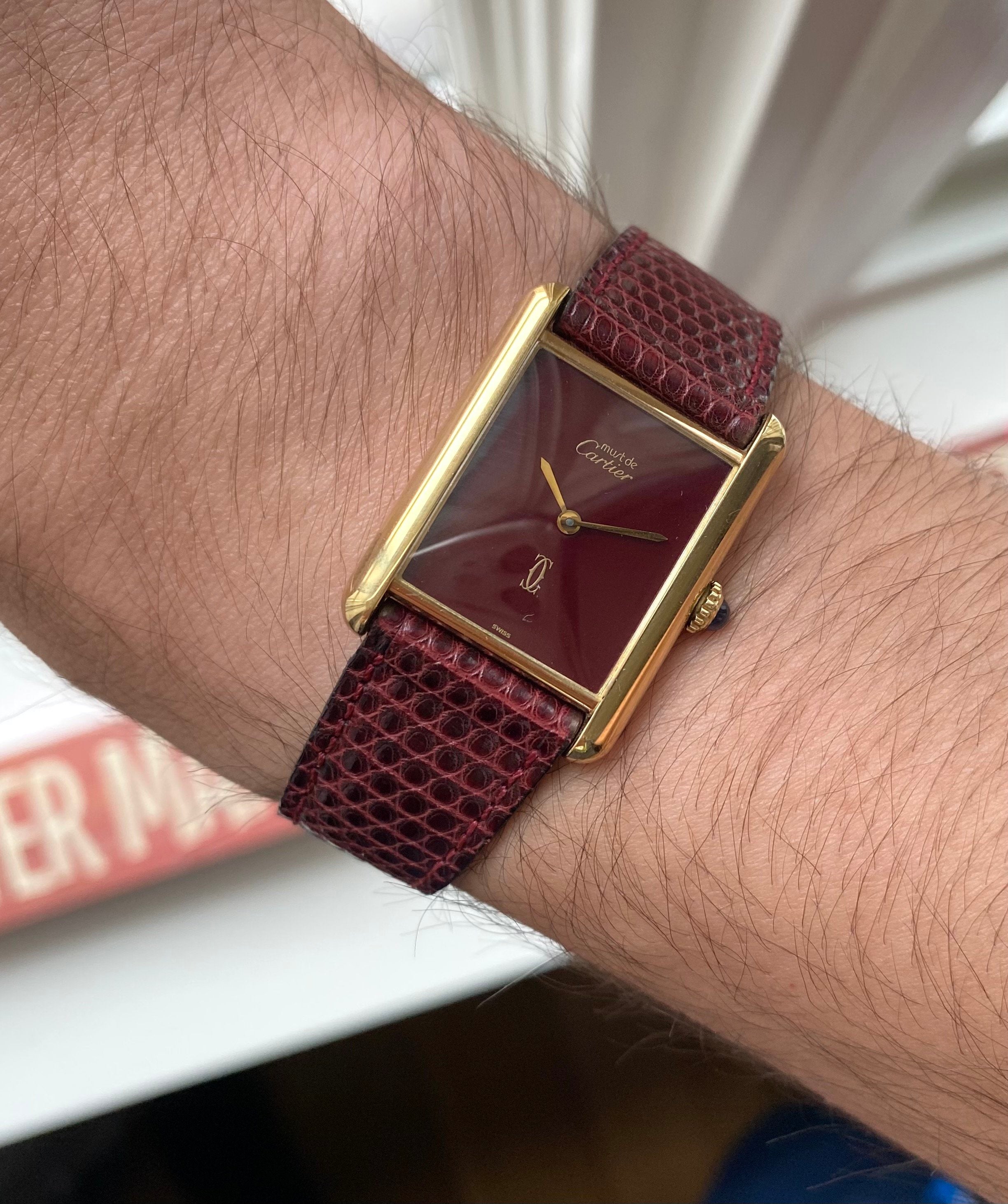 Cartier Tank — Maroon Dial