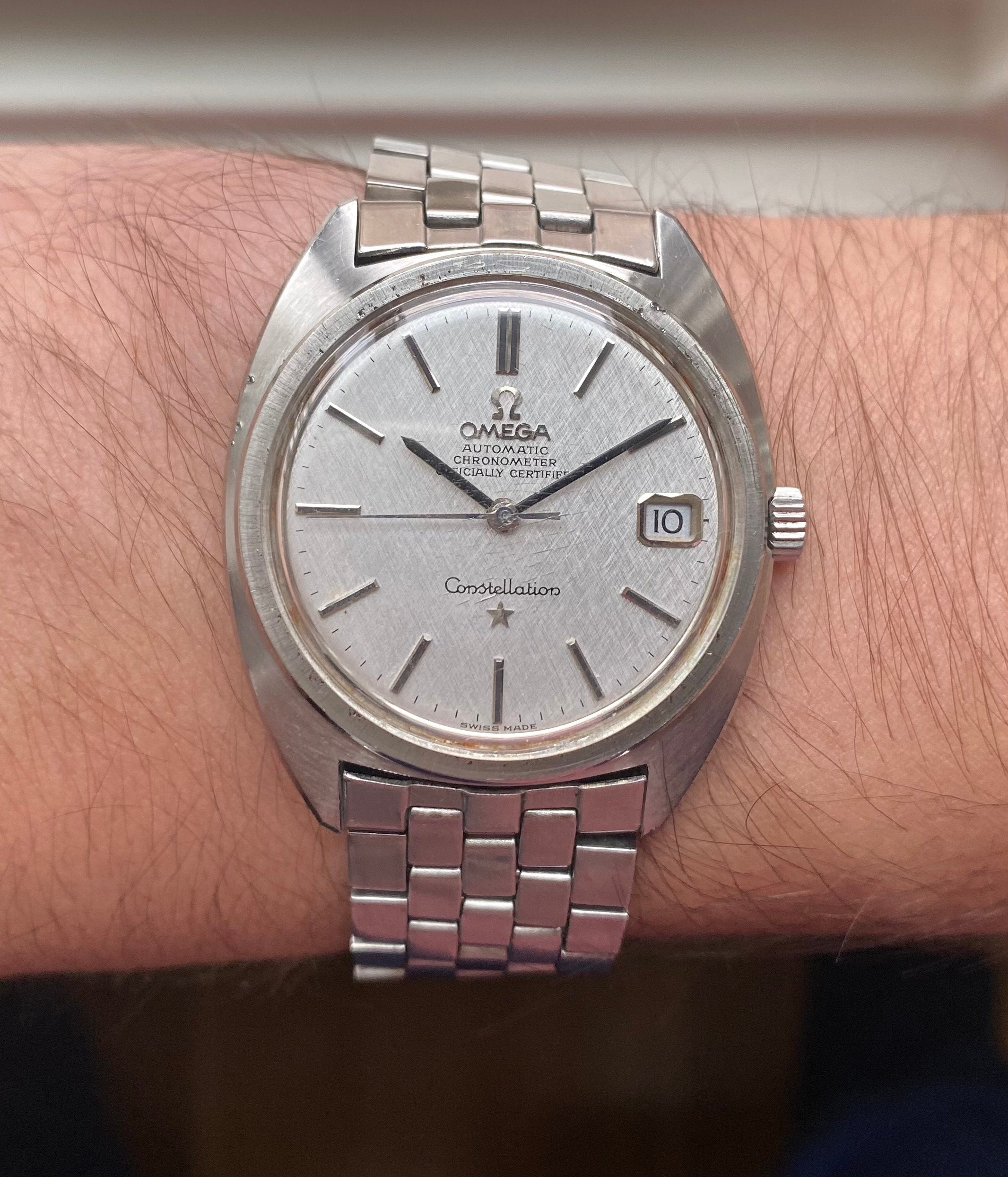 Omega Constellation — Cushion Case Linen Dial