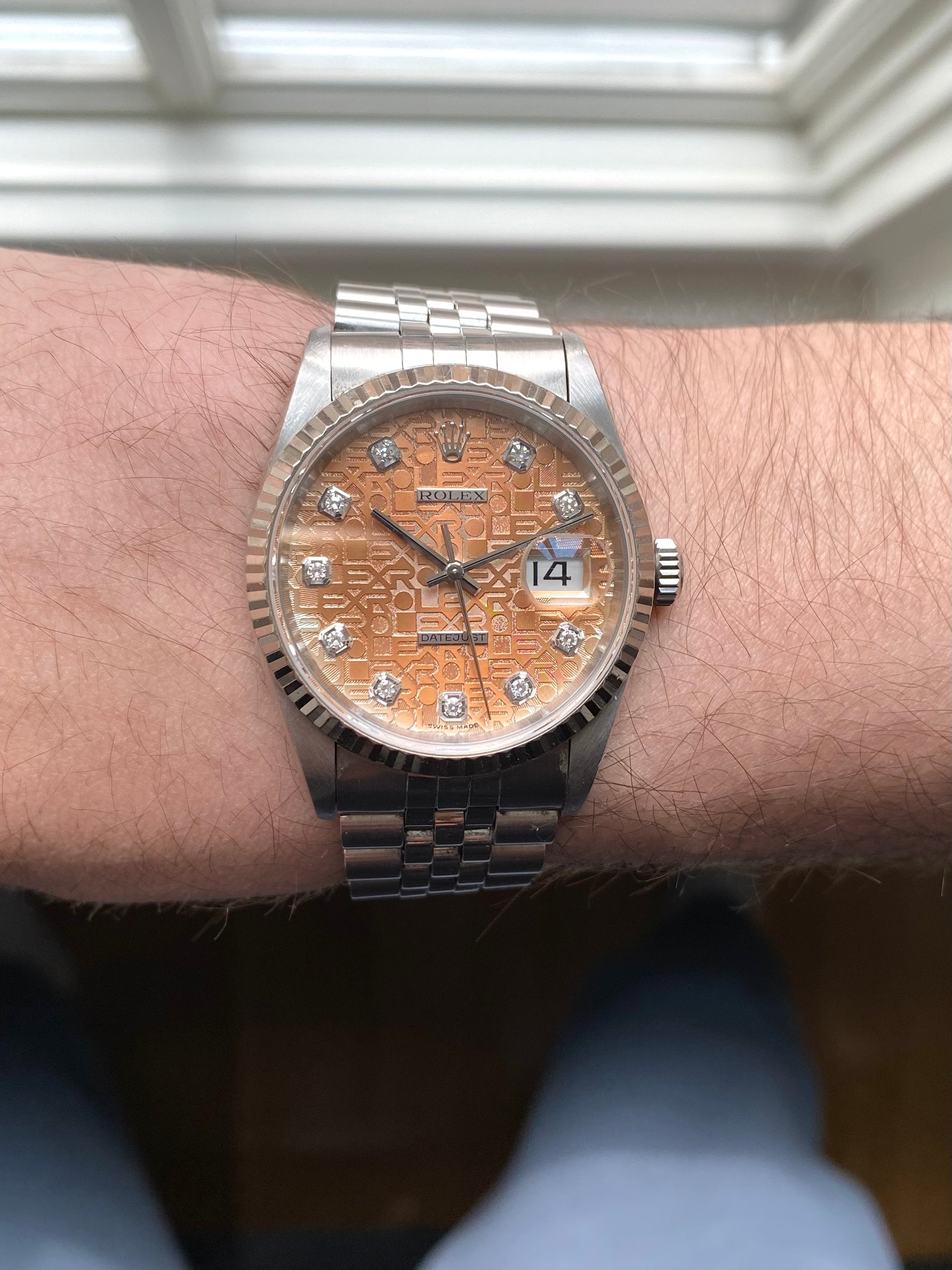 Rolex Datejust 16234G - Jubilee Salmon Diamond Dial