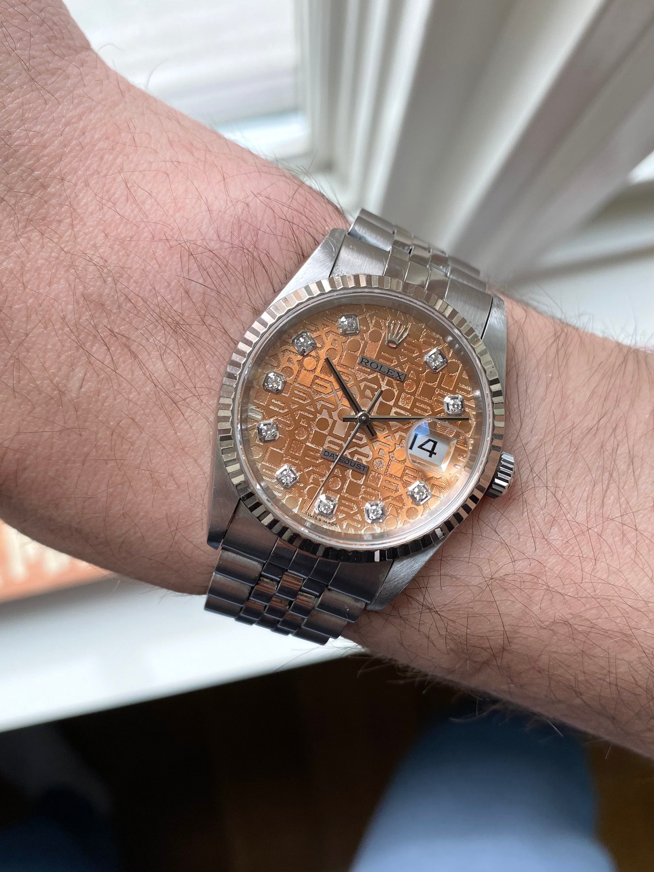 Rolex Datejust 16234G - Jubilee Salmon Diamond Dial