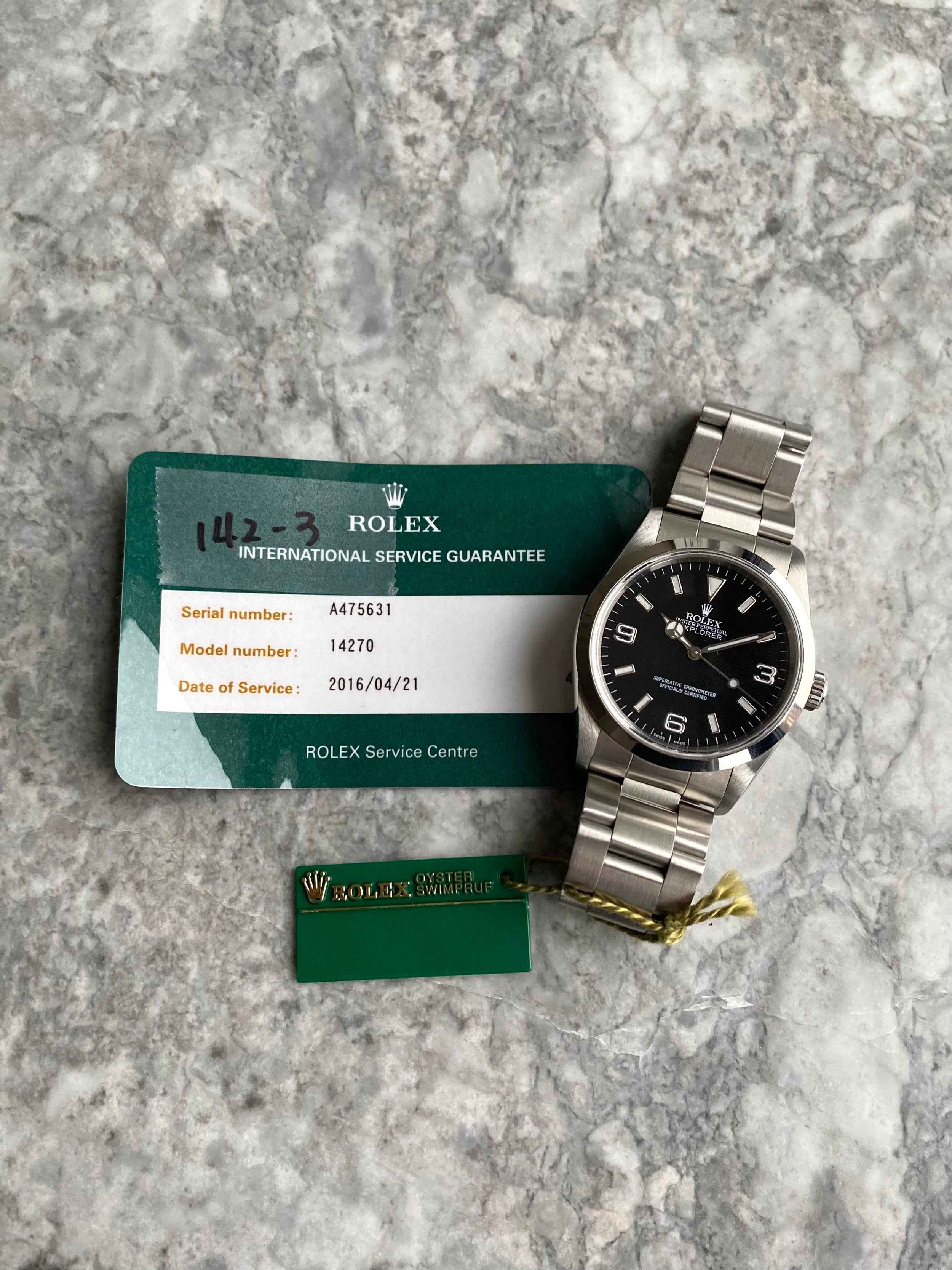 Rolex Explorer 1 - Service Card.