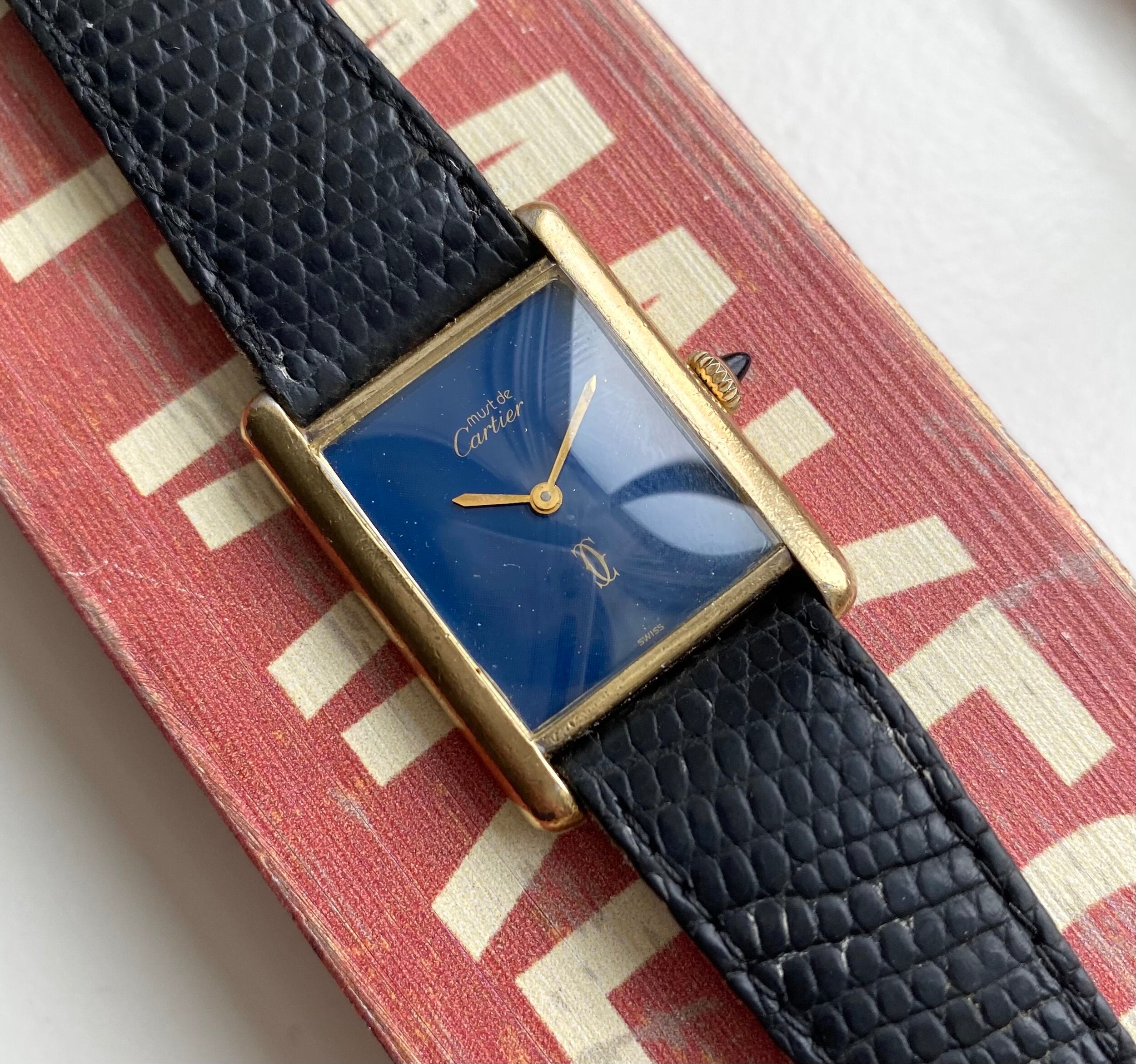 Must de Cartier Tank — Blue with Box