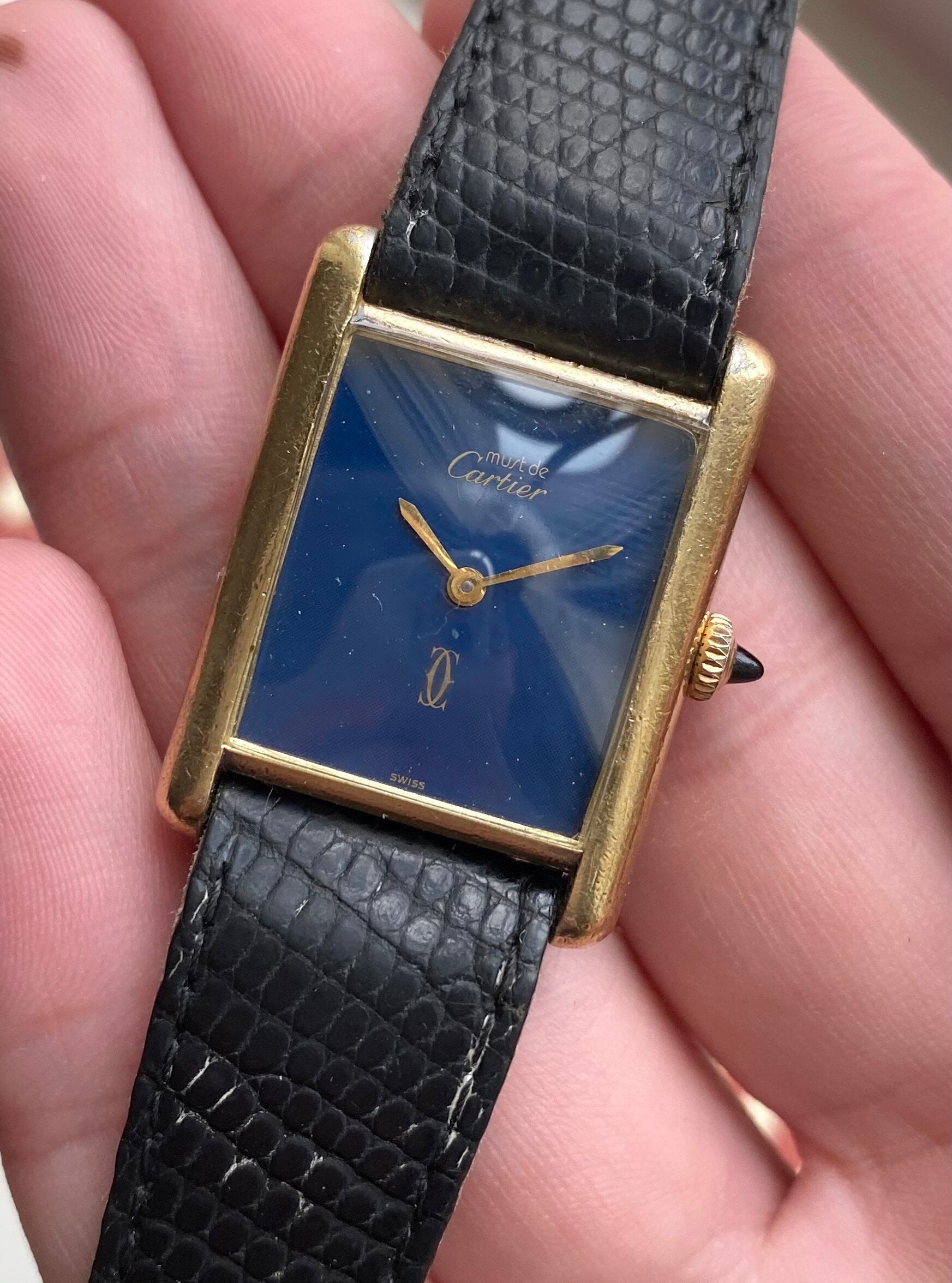 Must de Cartier Tank — Blue with Box