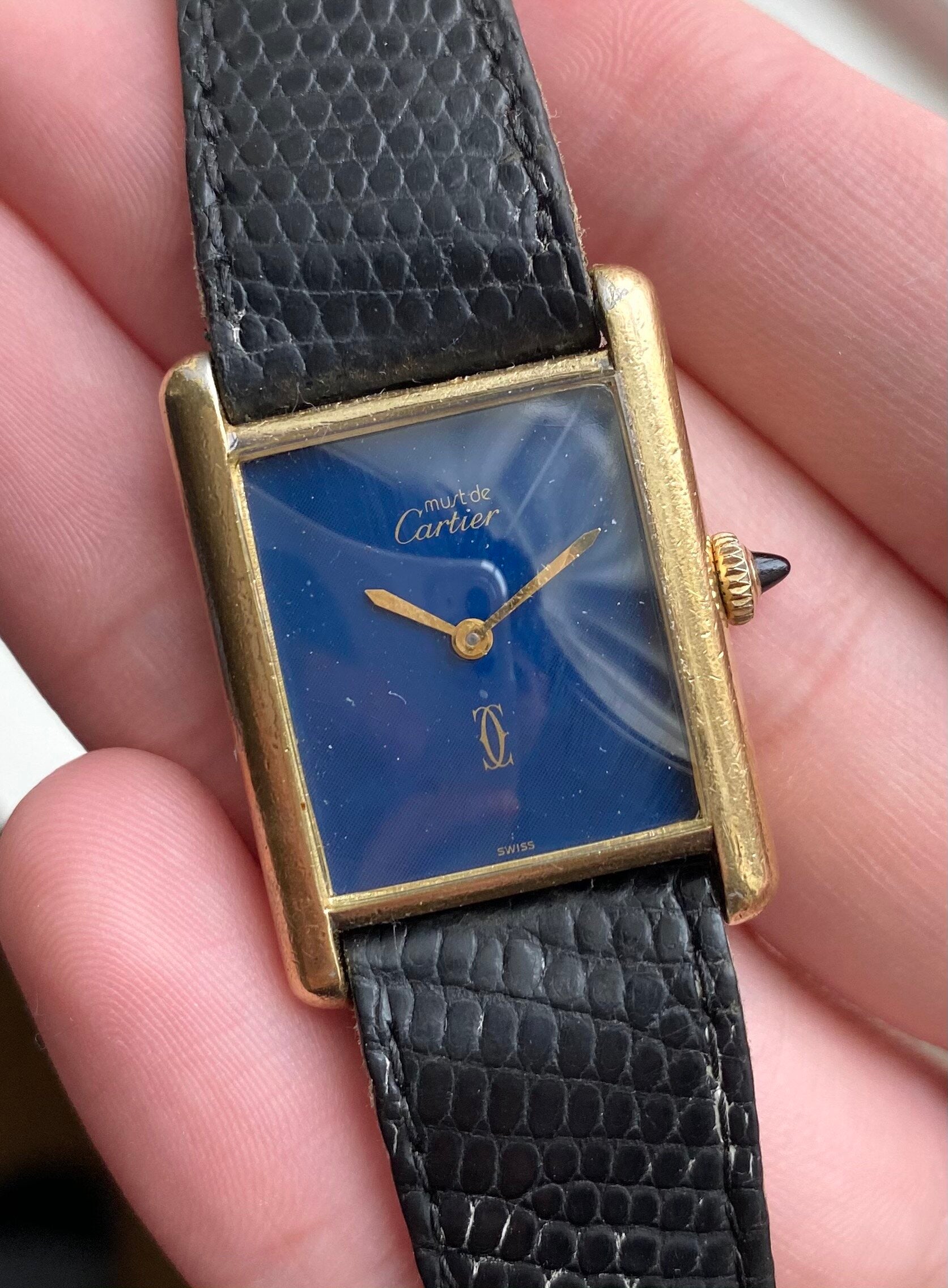 Must de Cartier Tank — Blue with Box