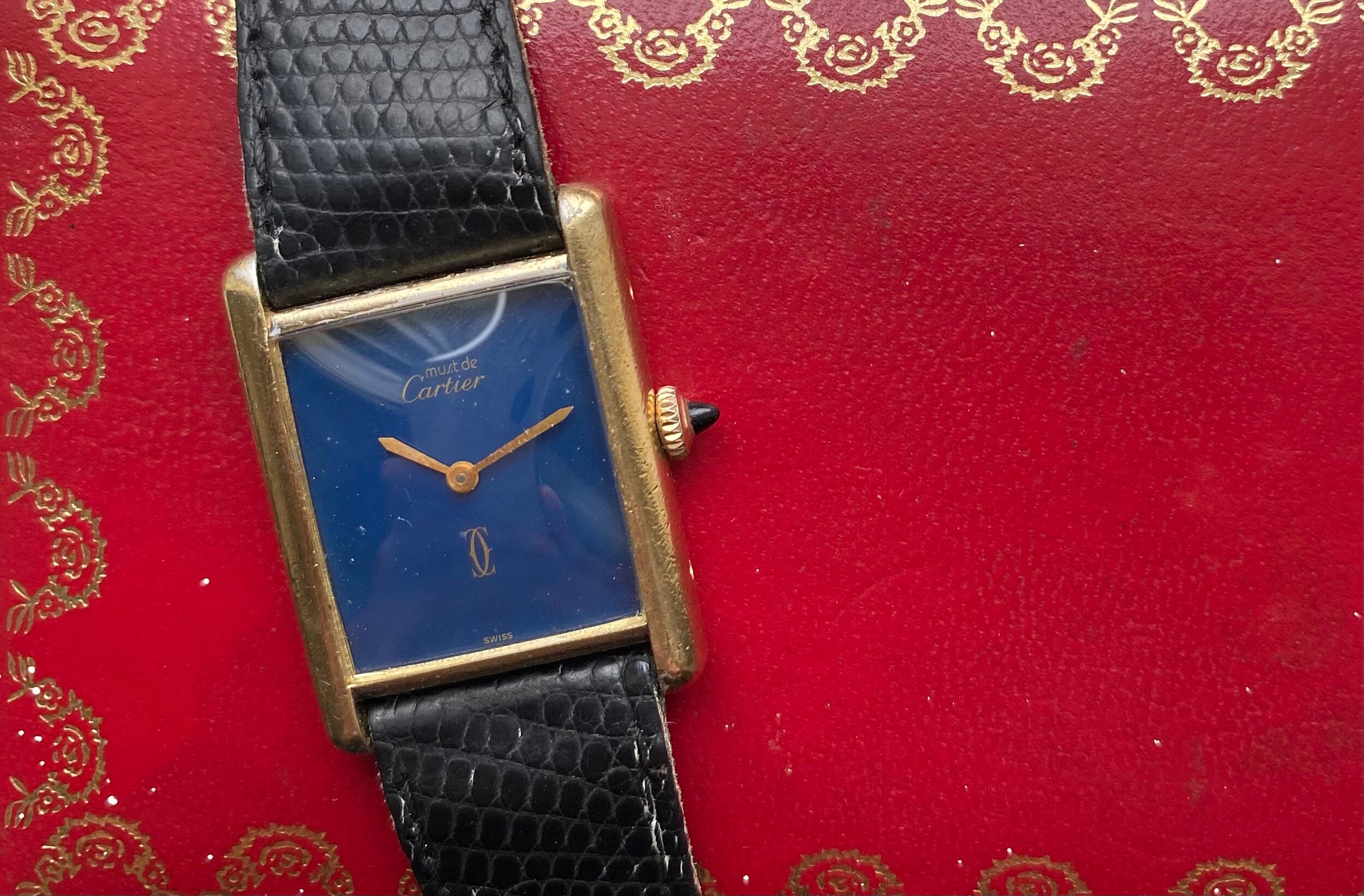 Must de Cartier Tank — Blue with Box