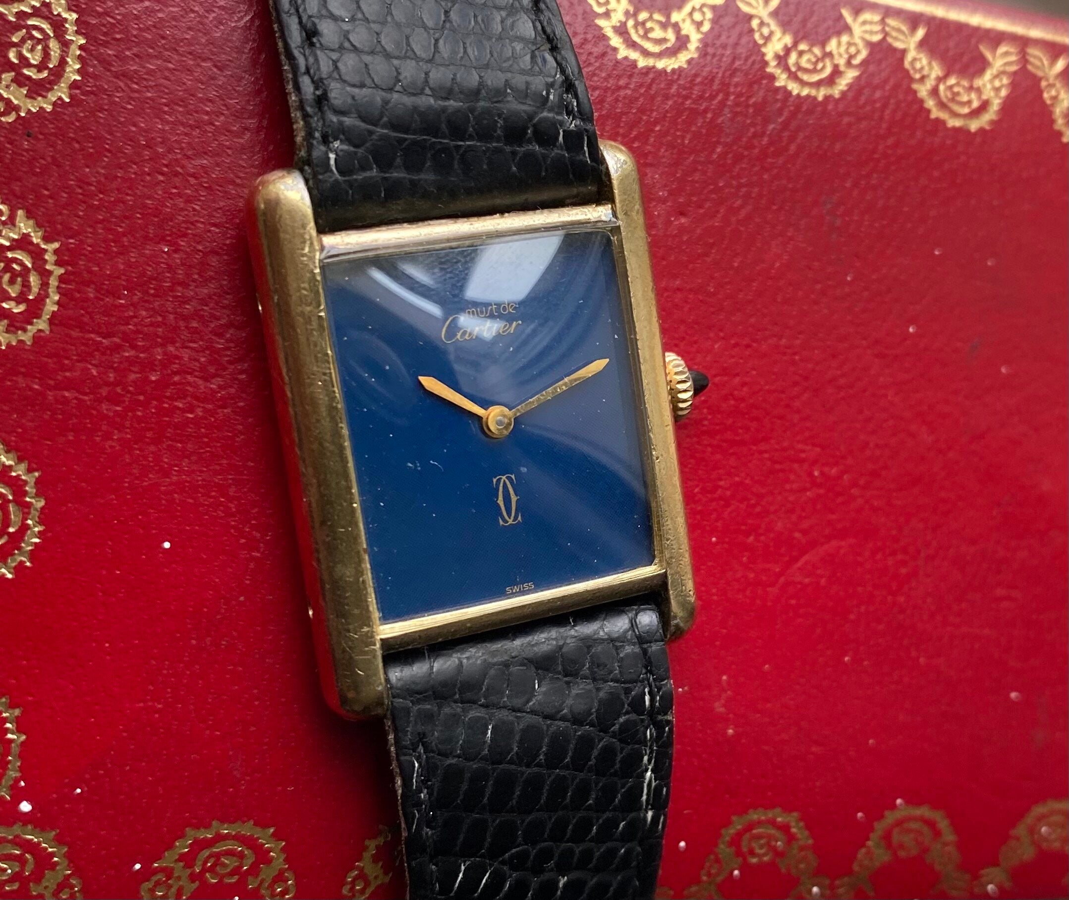 Must de Cartier Tank — Blue with Box