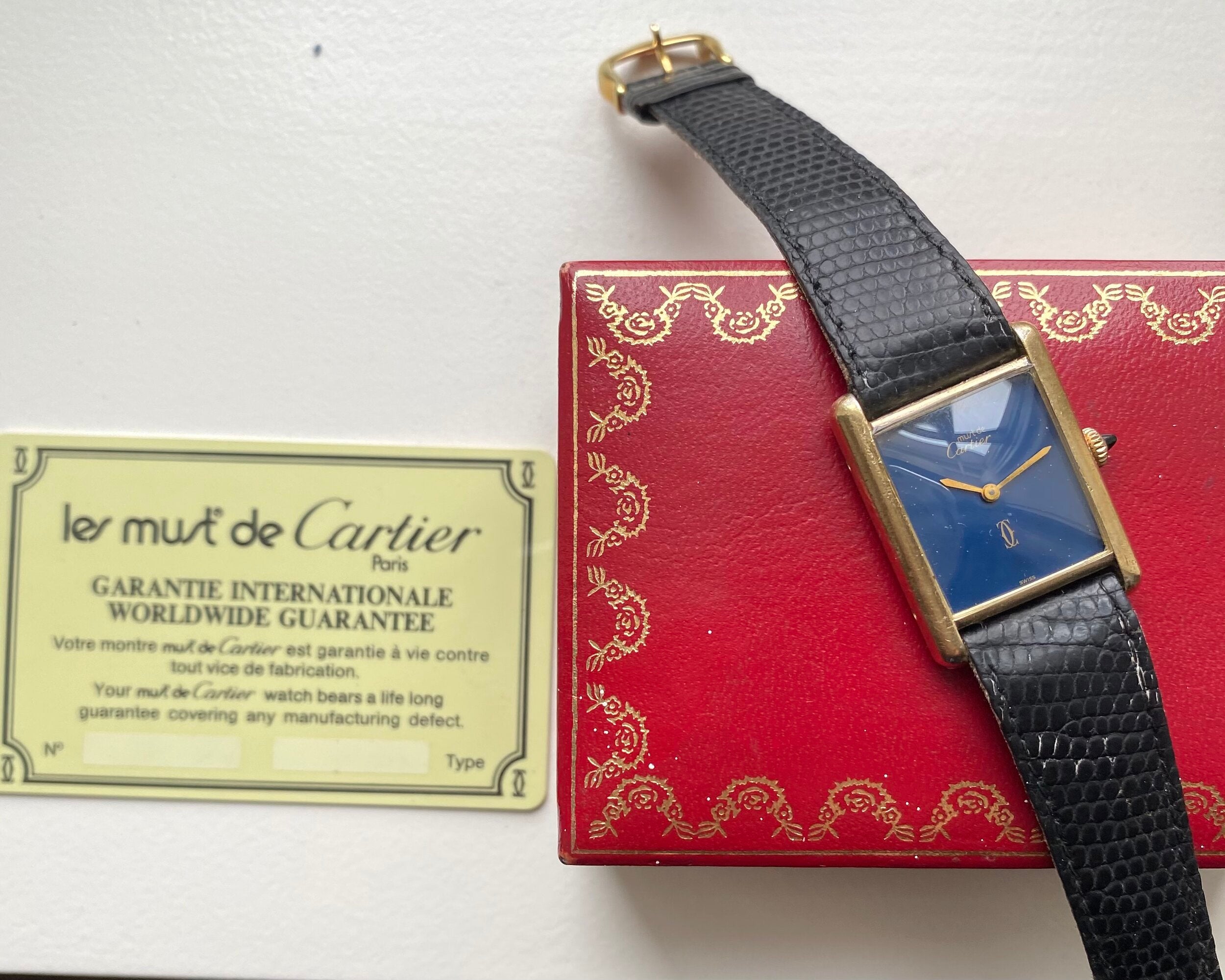 Must de Cartier Tank — Blue with Box