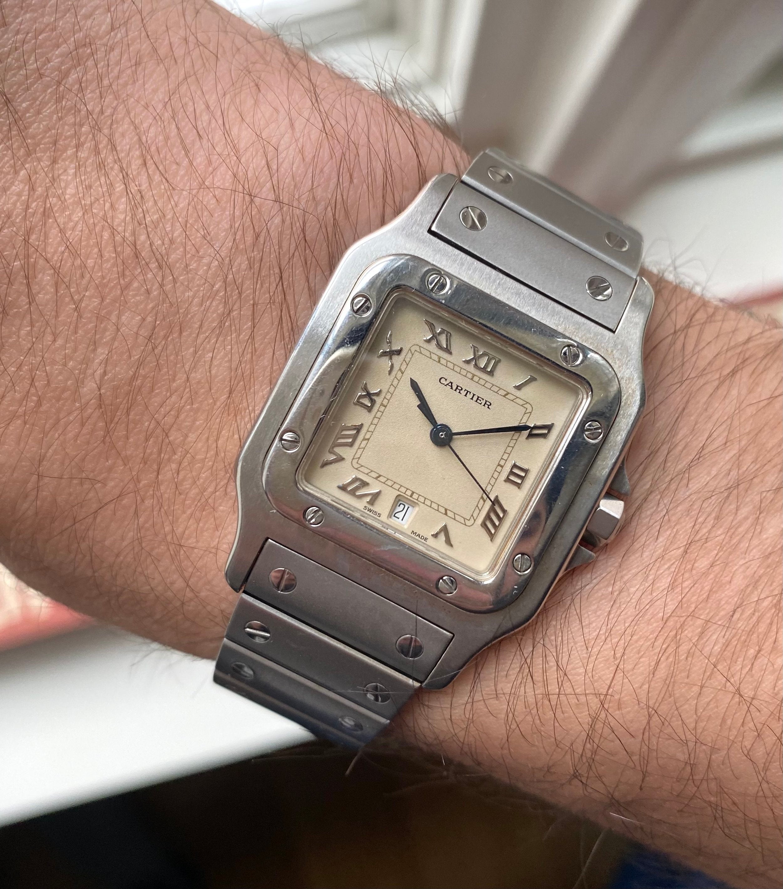 Cartier Santos ref. 1564 — Cream Roman Numeral Dial