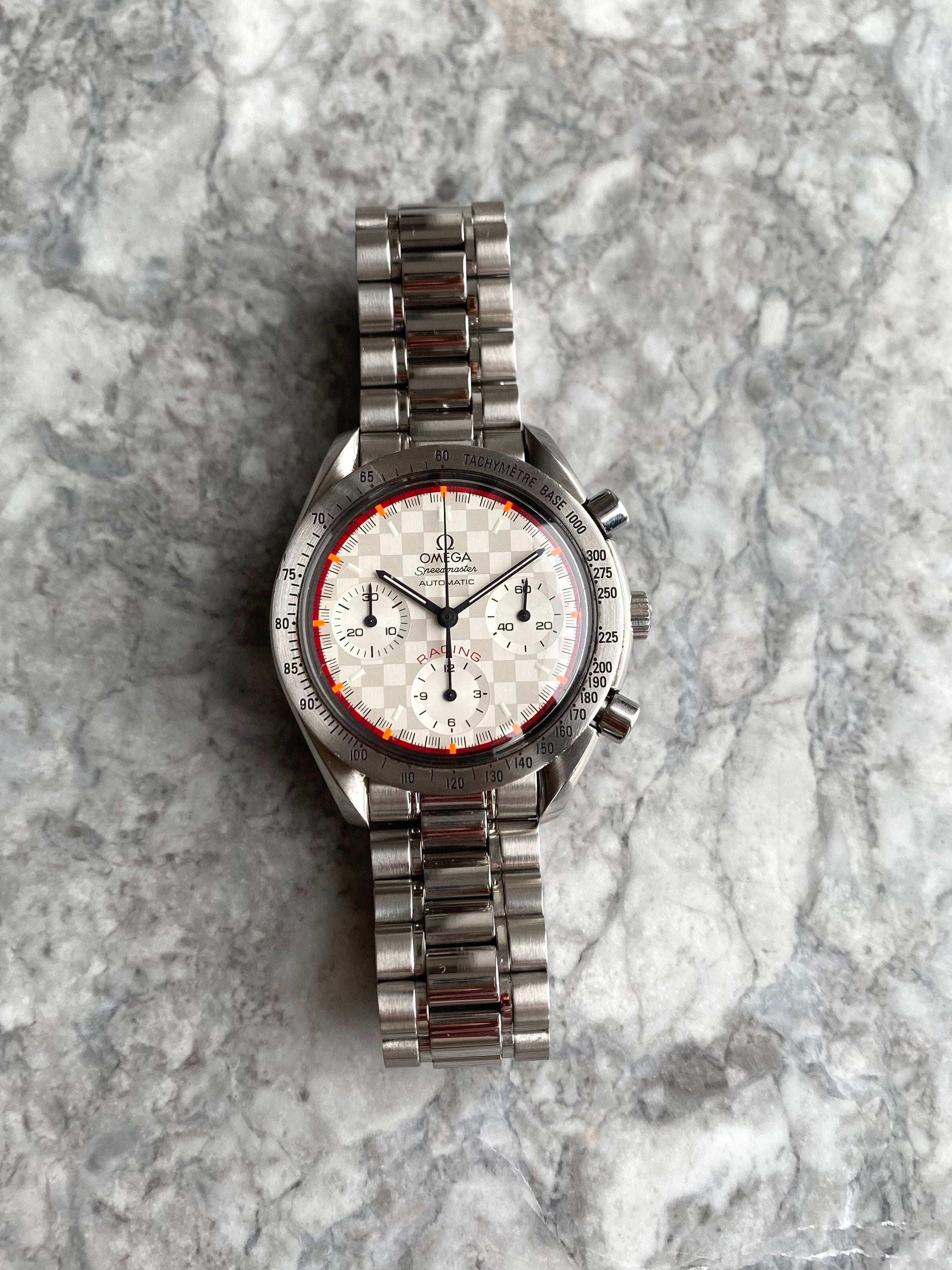 Omega Speedmaster Schumacher Checkered Dial.