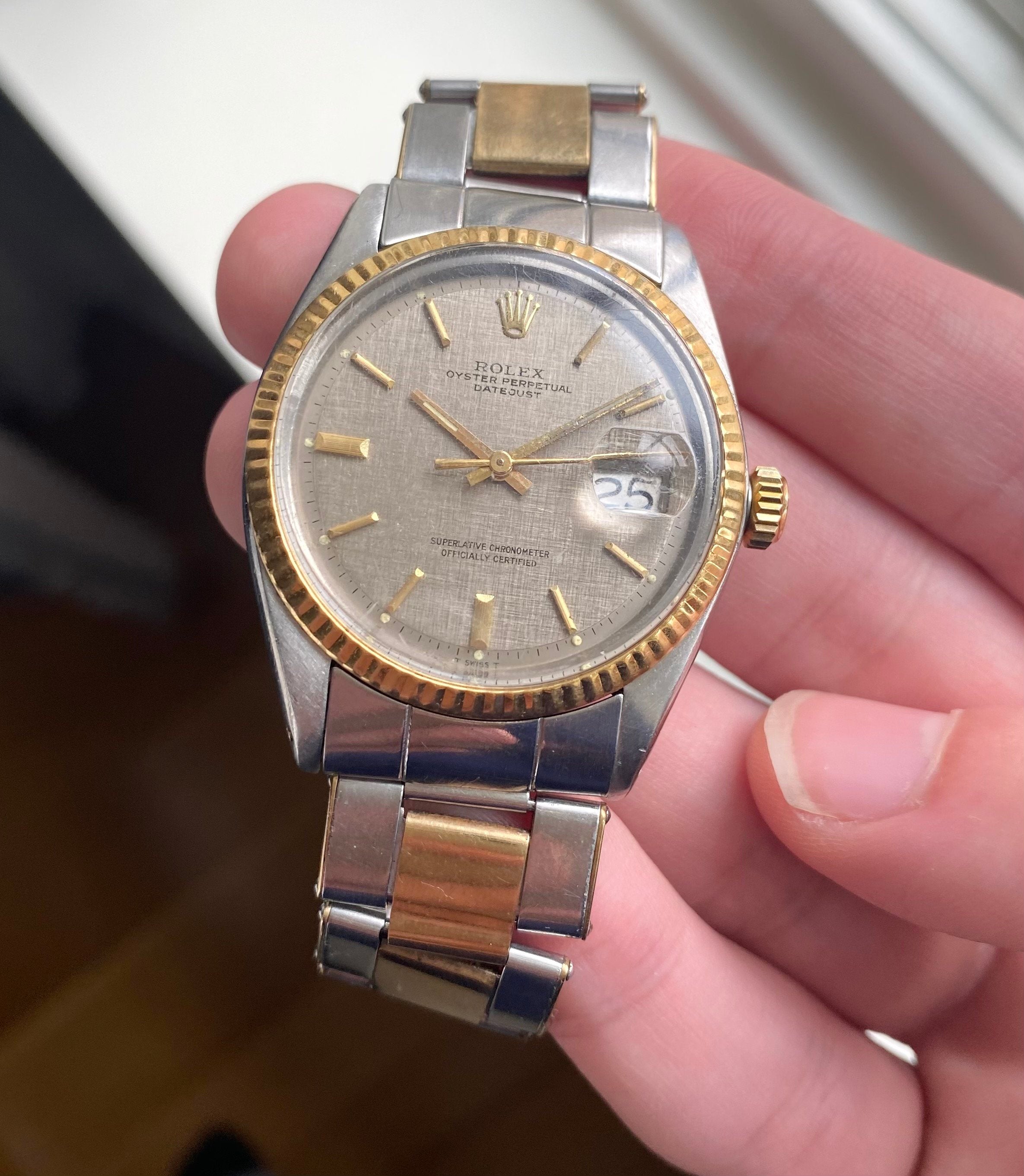 Rolex Datejust ref. 1601 — Two-tone Brown Linen Dial