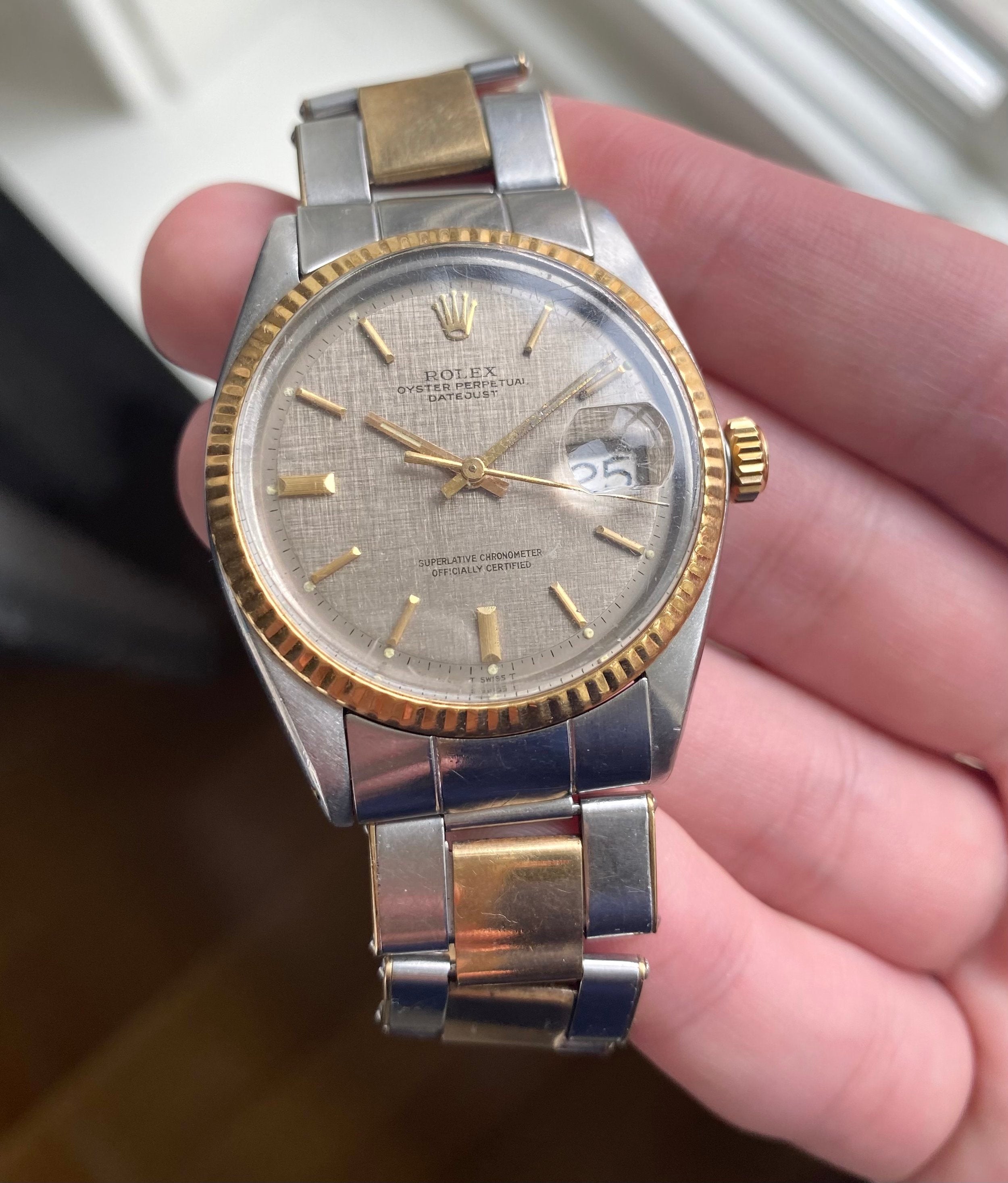 Rolex Datejust ref. 1601 — Two-tone Brown Linen Dial