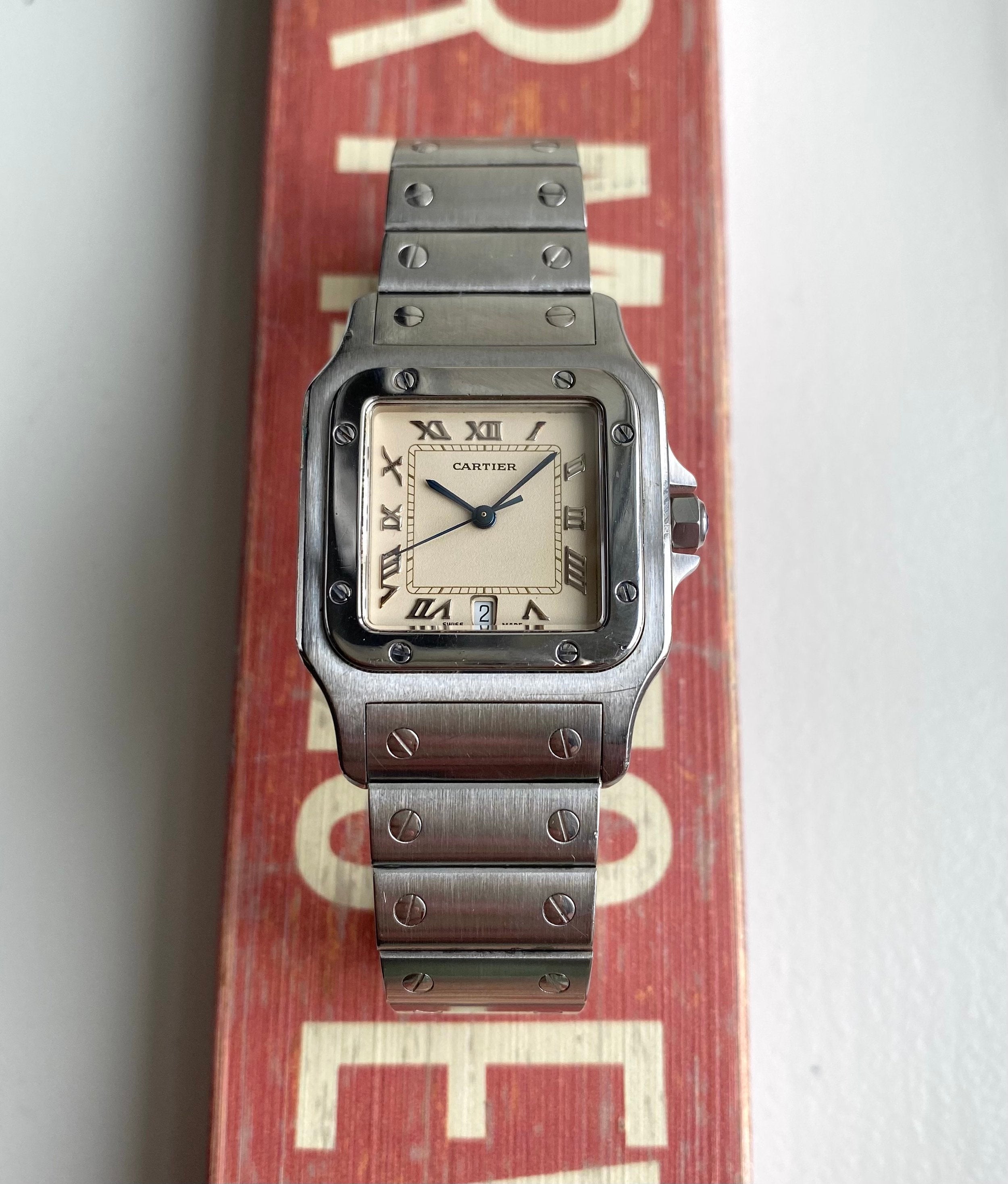 Cartier Santos — Cream Roman Numerals