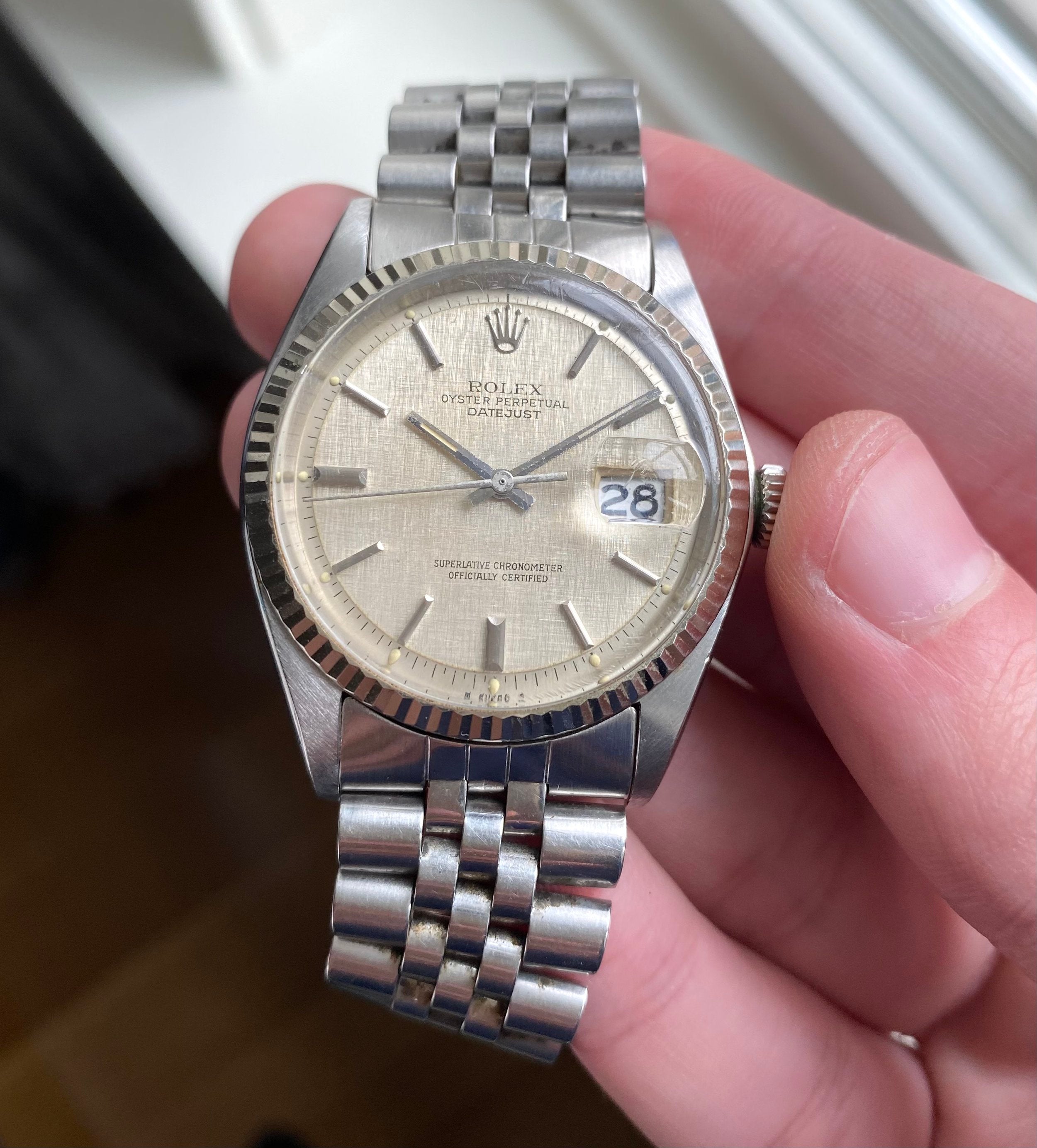 Rolex Datejust ref. 1601 — Silver Linen Dial