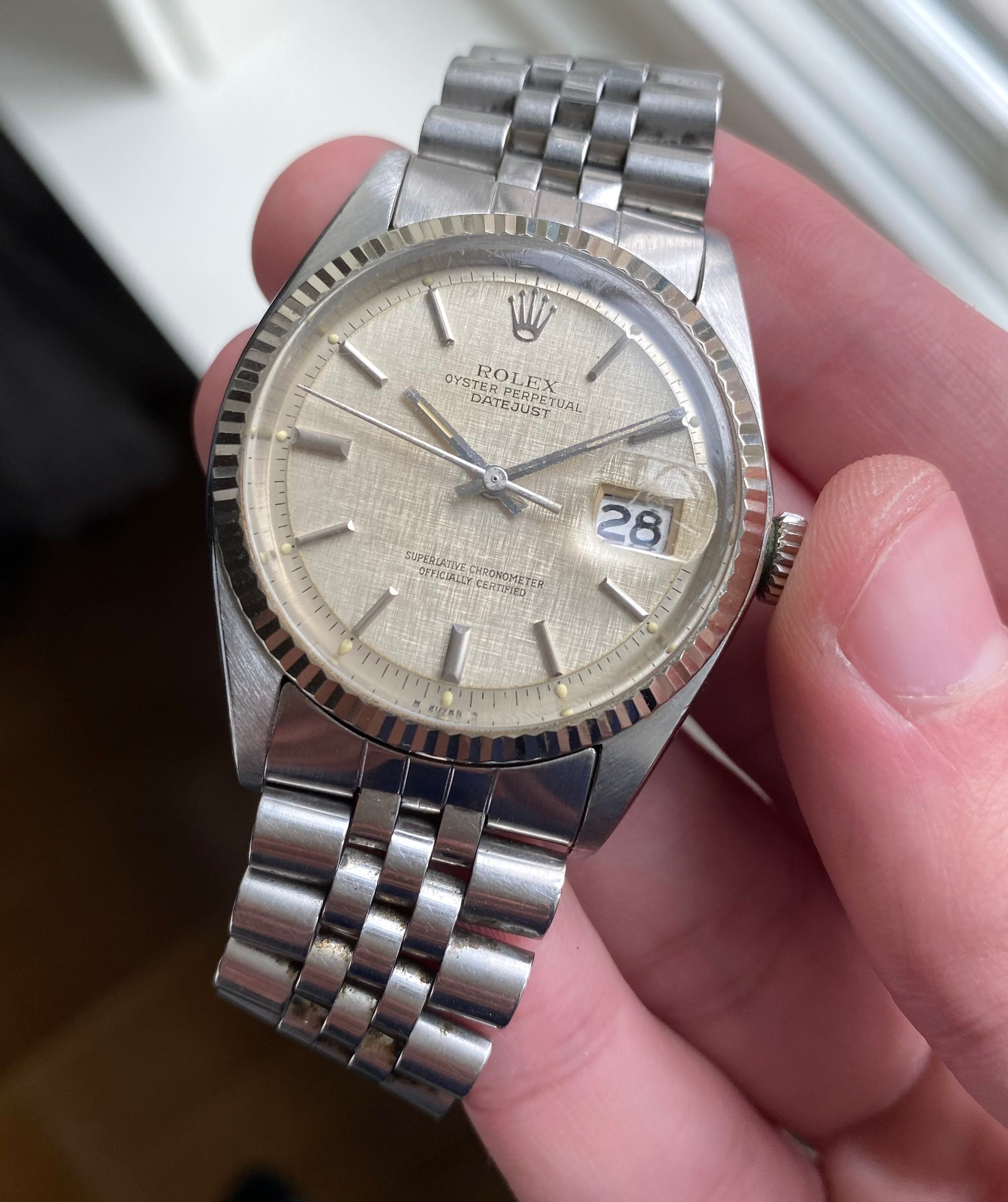 Rolex Datejust ref. 1601 — Silver Linen Dial