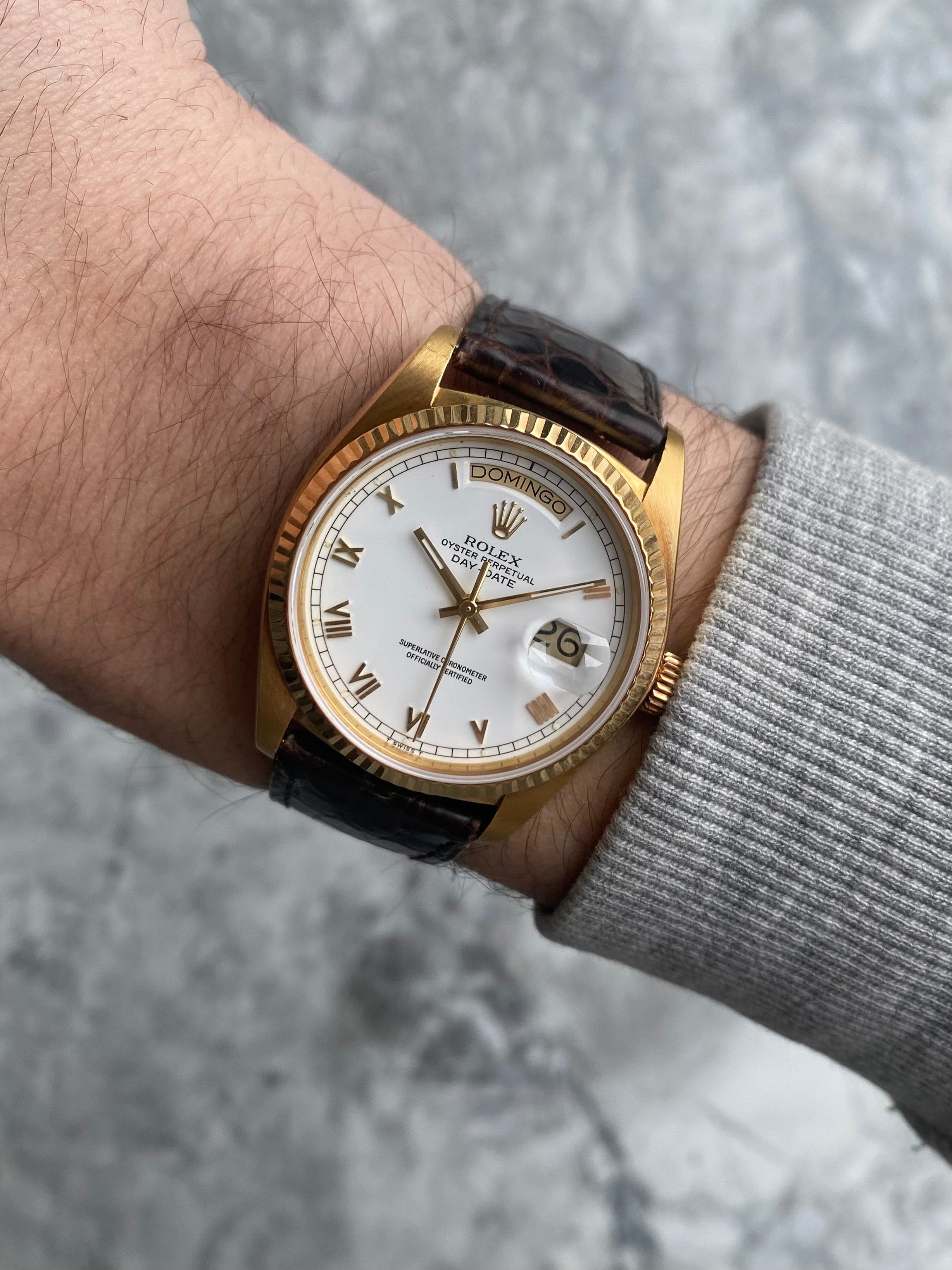 Rolex Daydate 18038 - White Roman Numerals.