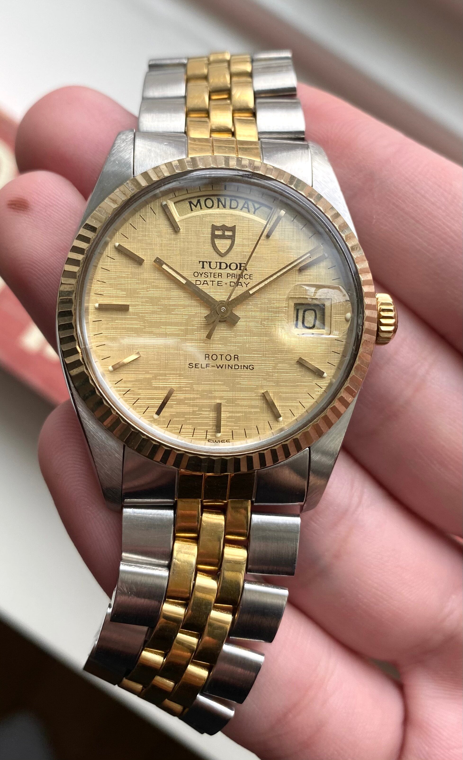 Tudor Date-day — Linen Champagne Dial