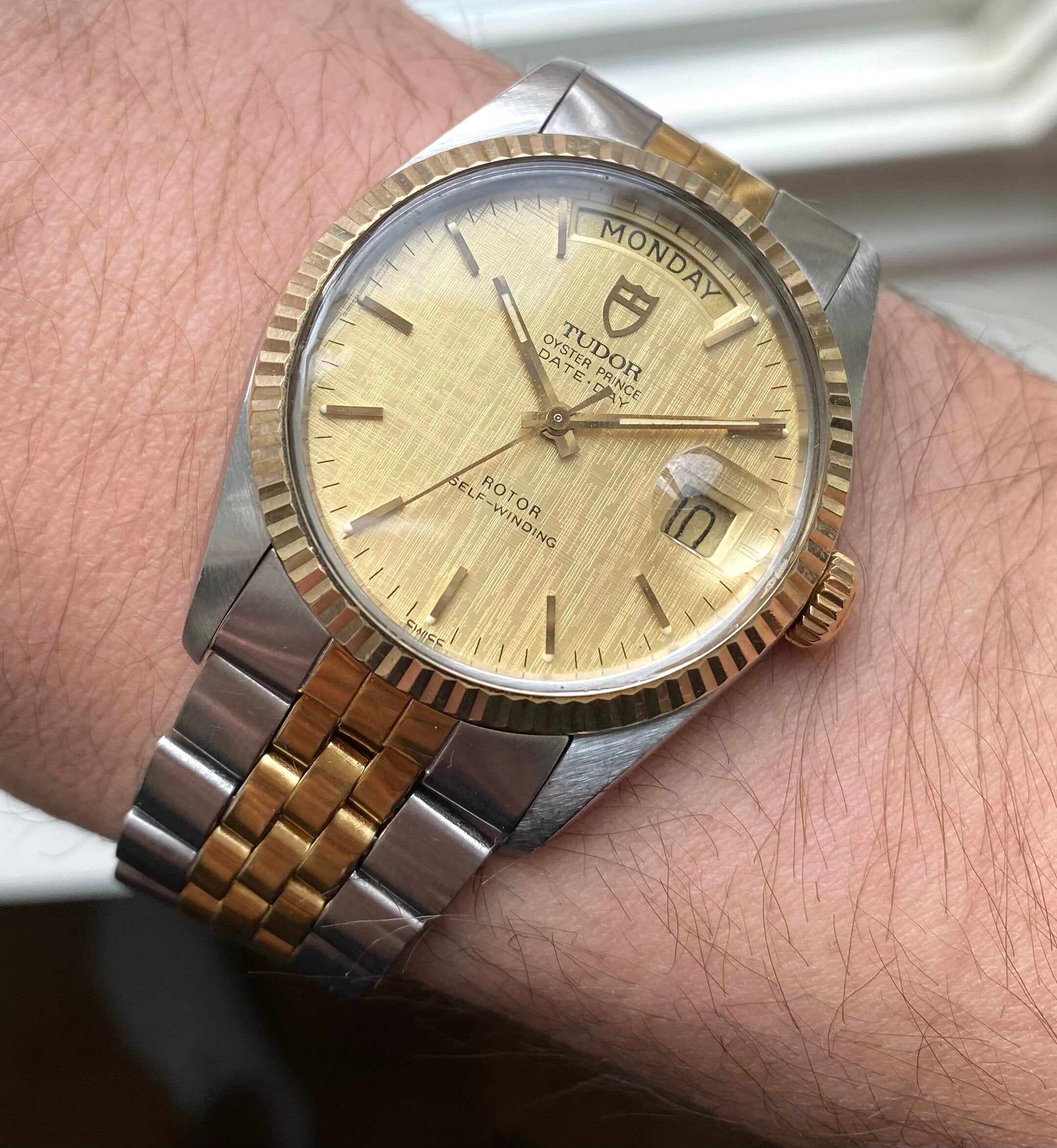 Tudor Date-day — Linen Champagne Dial