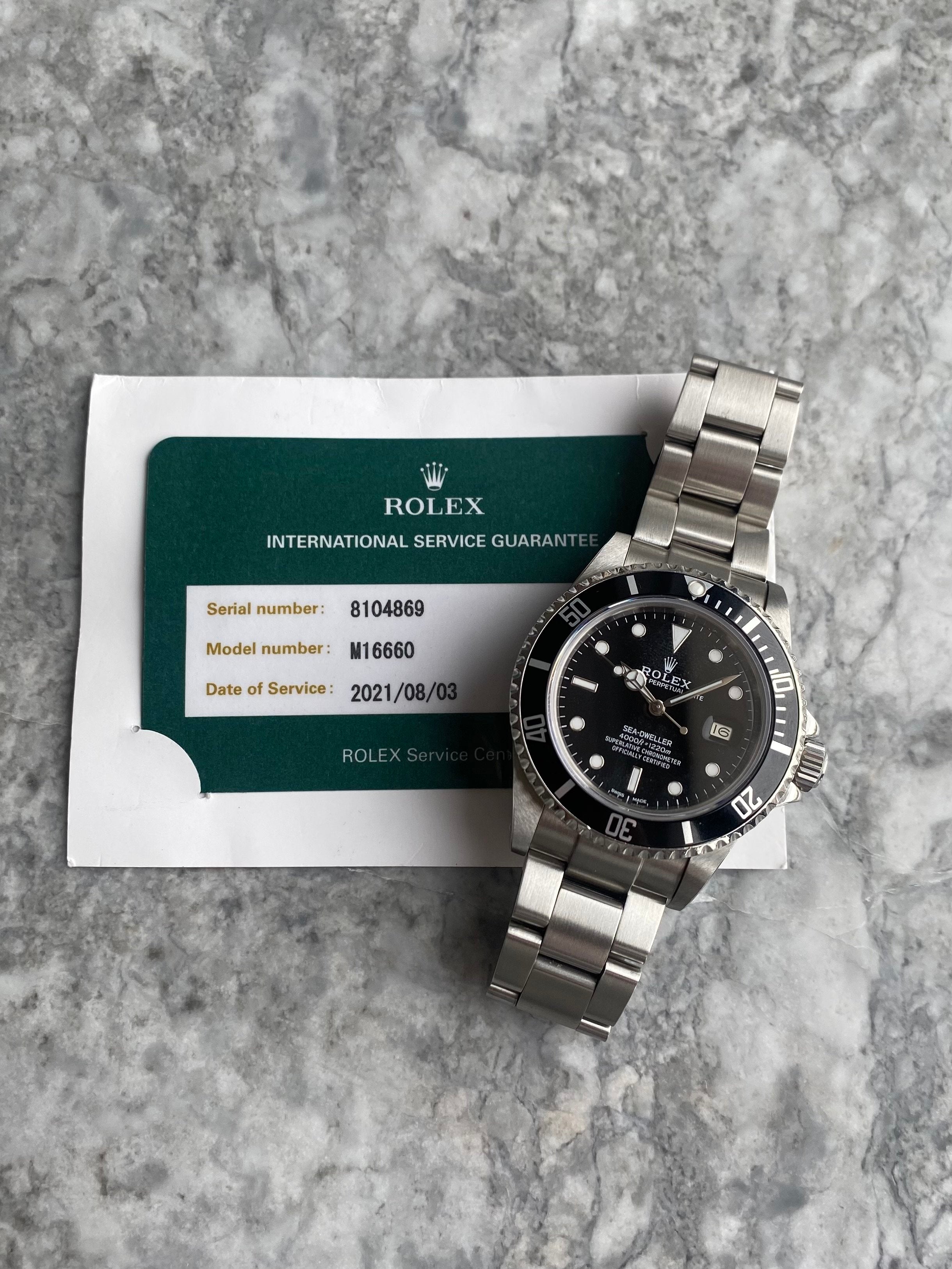 Rolex Seadweller M16660 - Service Card.