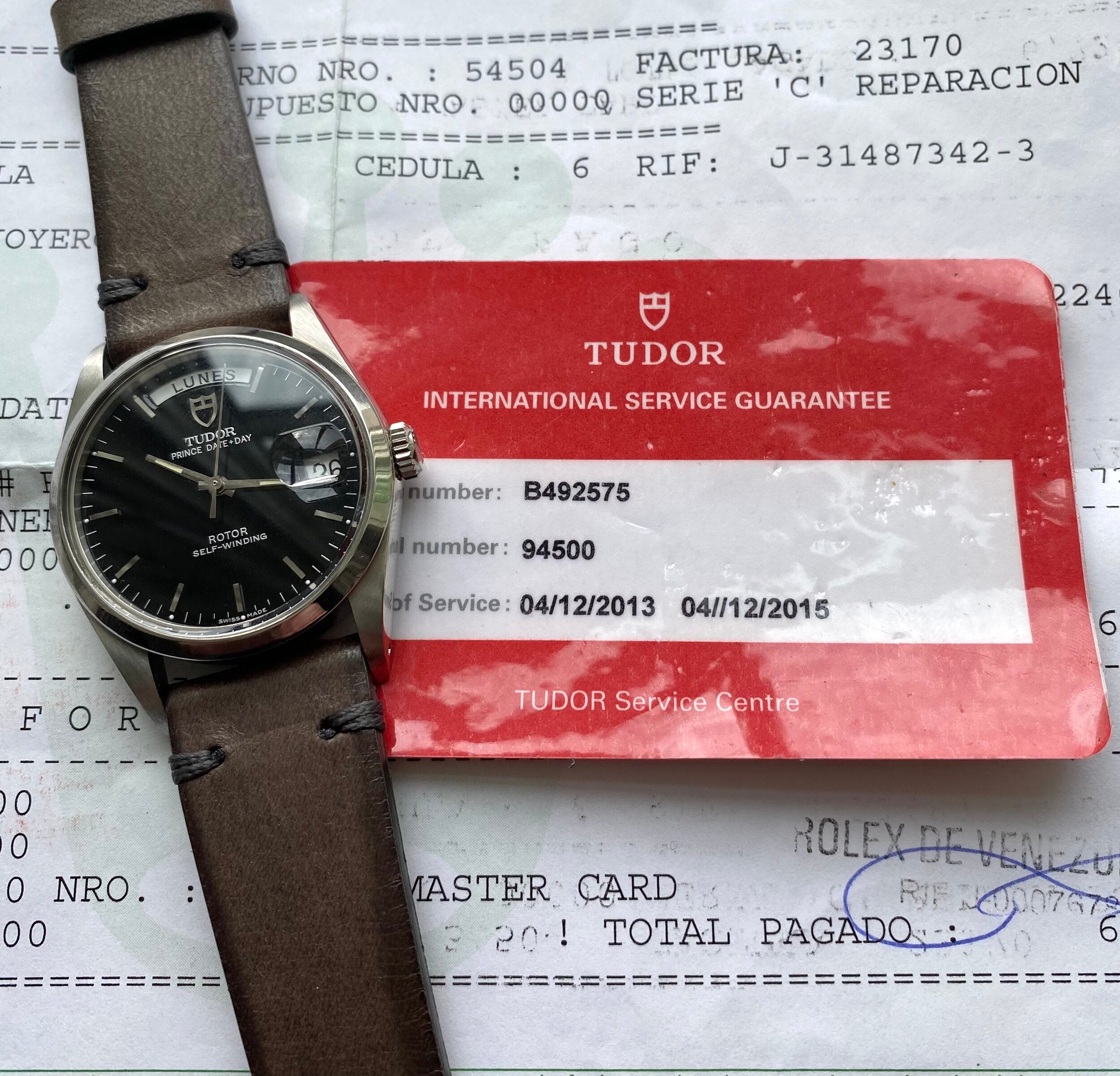 Tudor Date-day — Black Dial with Service Papers