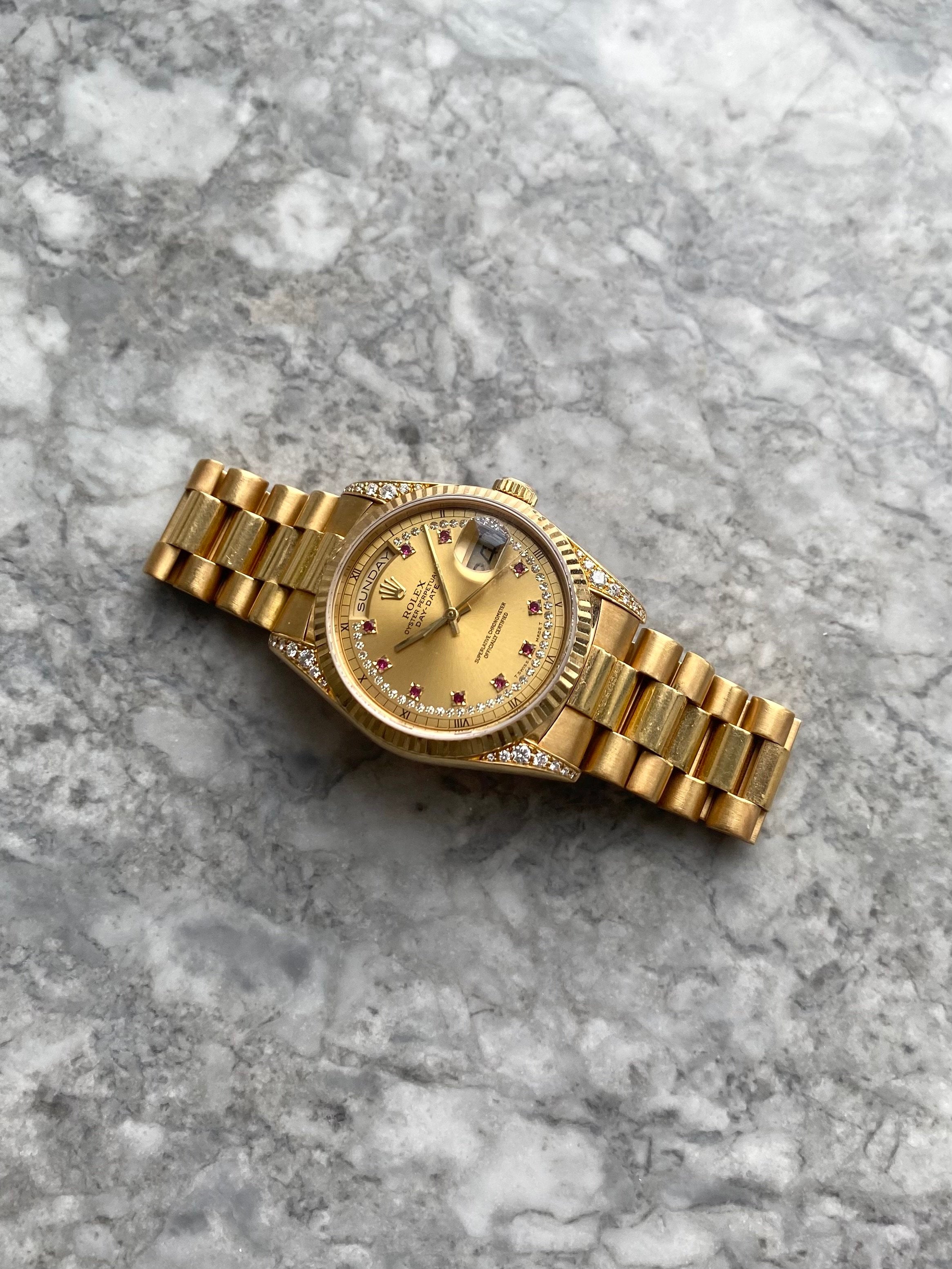 Rolex Daydate 18338 - Ruby Diamond Dial.