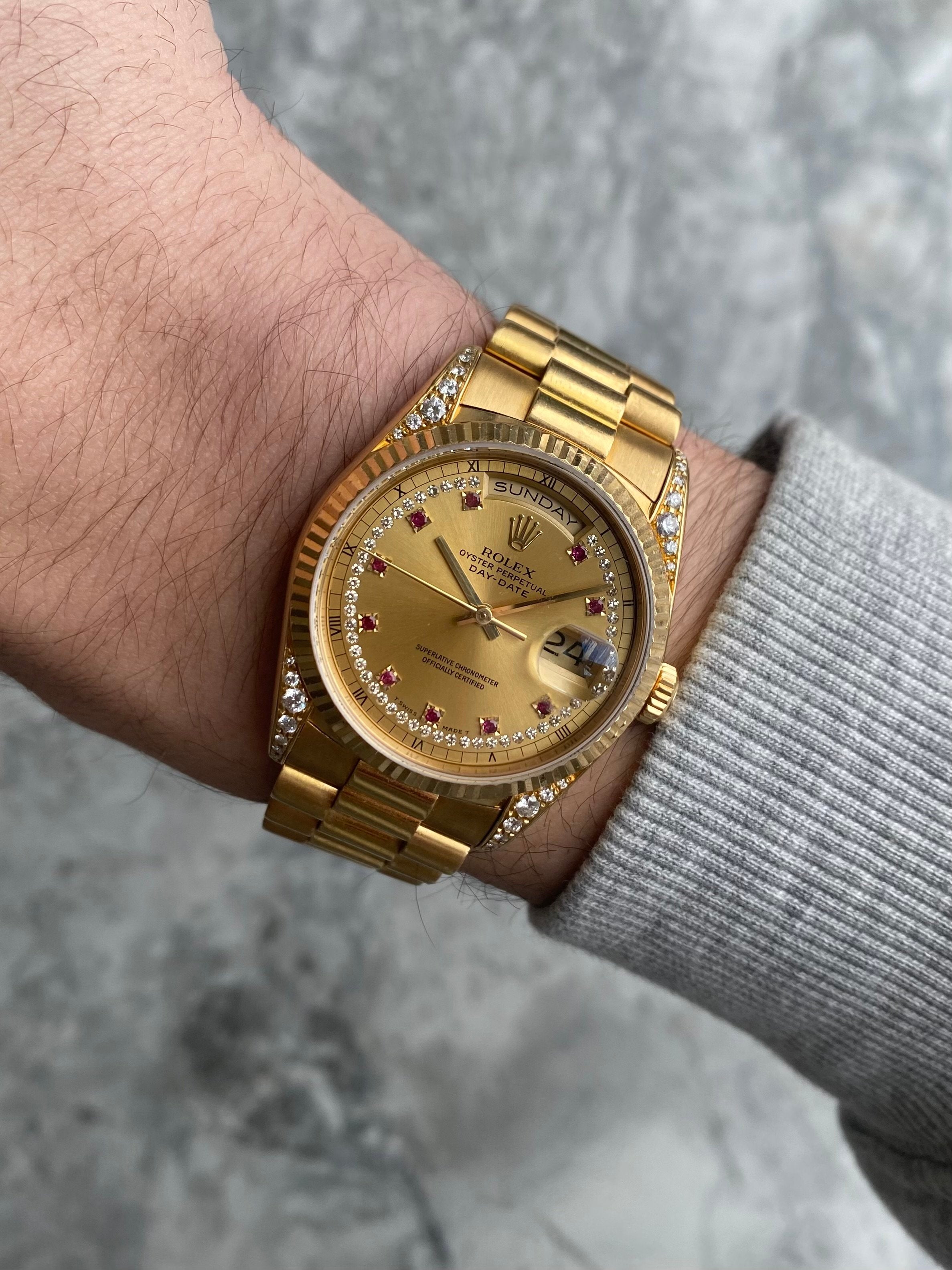 Rolex Daydate 18338 - Ruby Diamond Dial.