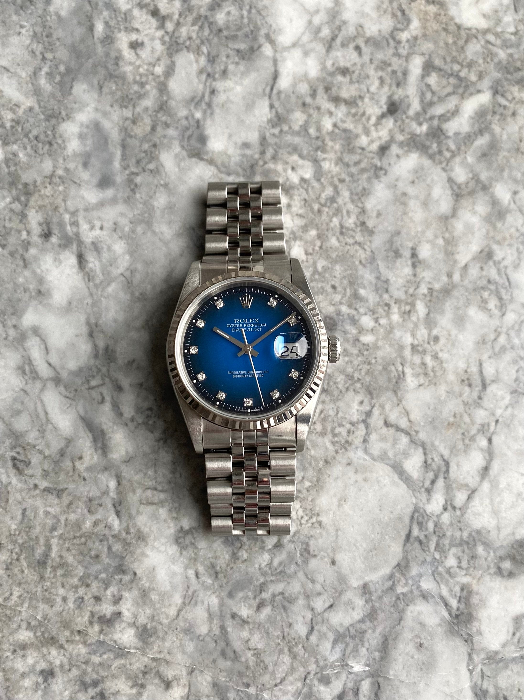 Rolex Datejust 16234g - Blue Vignette Dial.