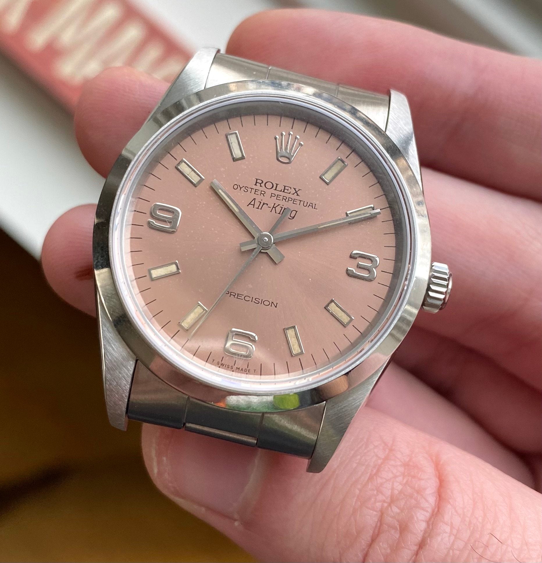 Rolex Air King ref. 14000 — Salmon Pink Dial