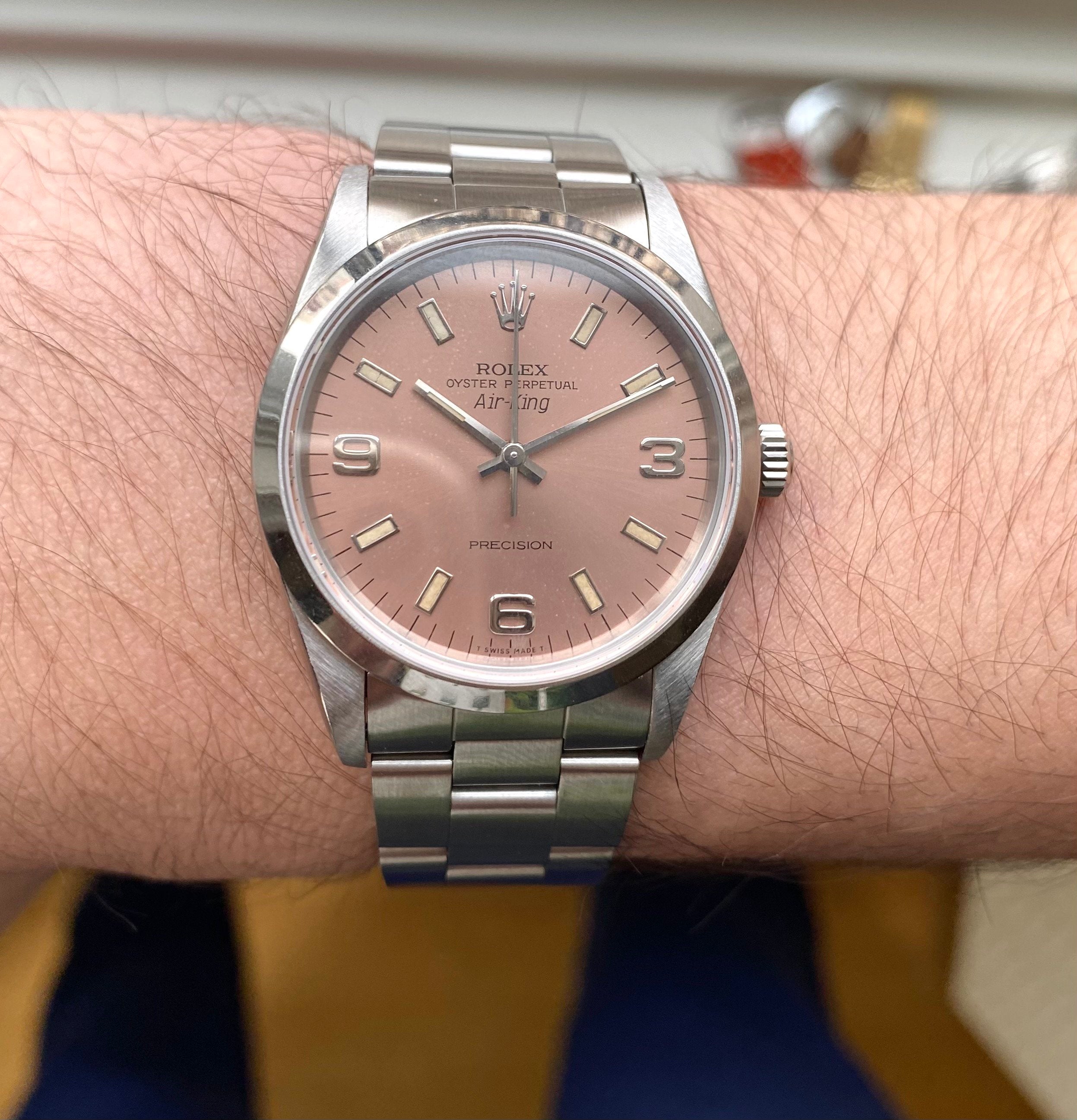 Rolex Air King ref. 14000 — Salmon Pink Dial