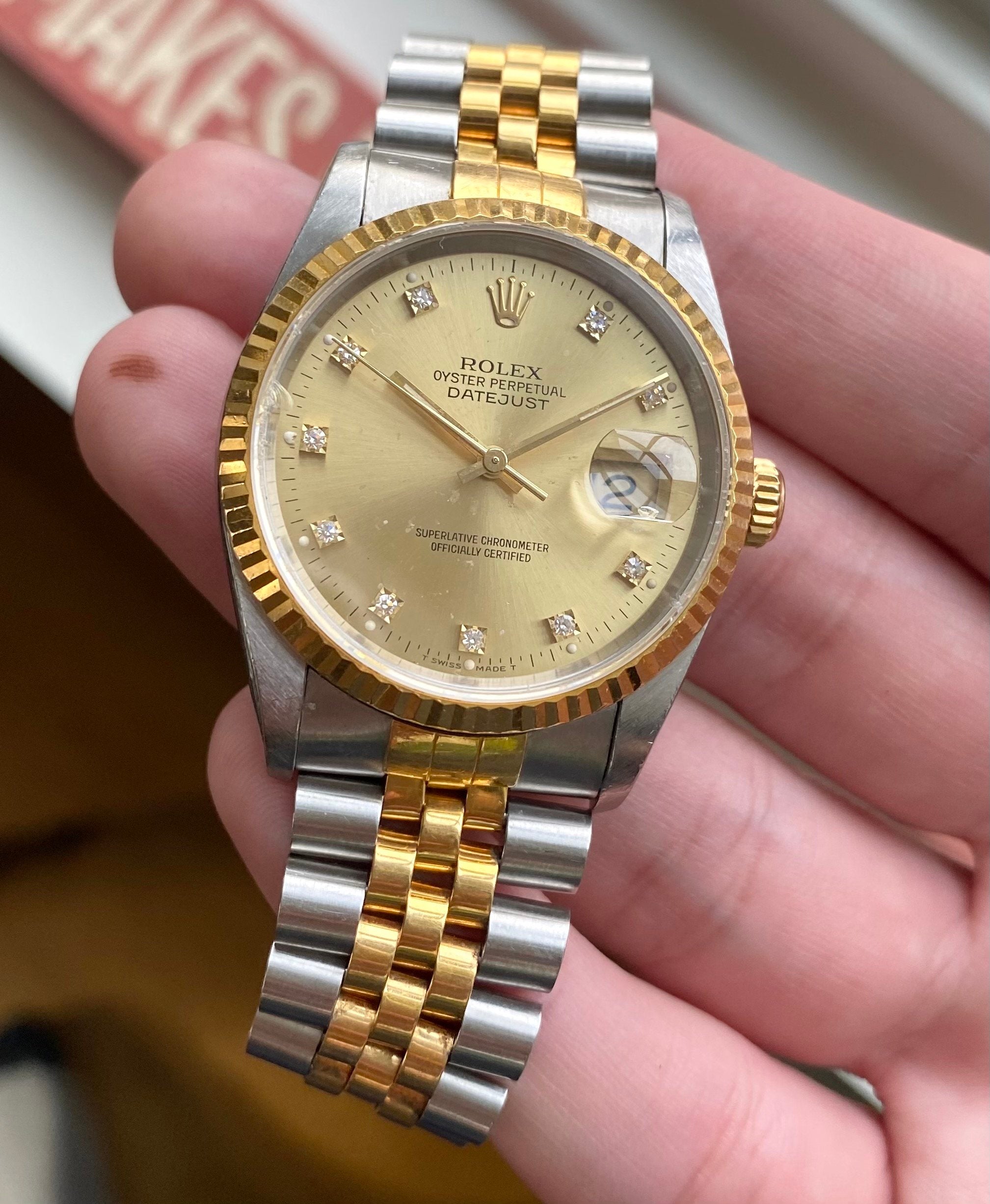 Rolex Datejust ref. 16233G — Diamond Dial