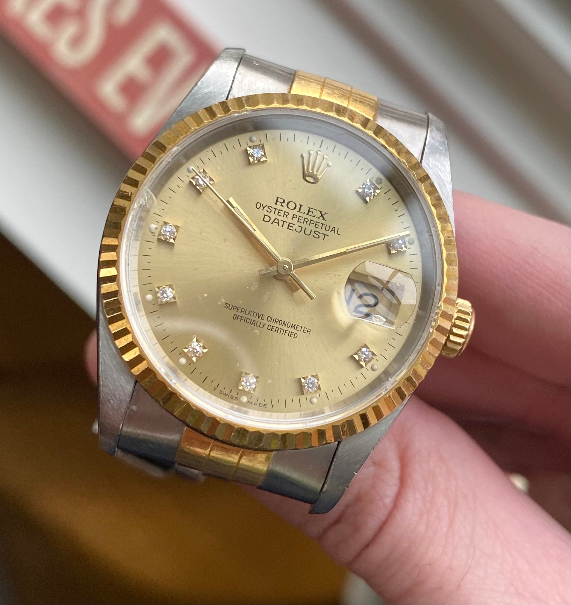 Rolex Datejust ref. 16233G — Diamond Dial