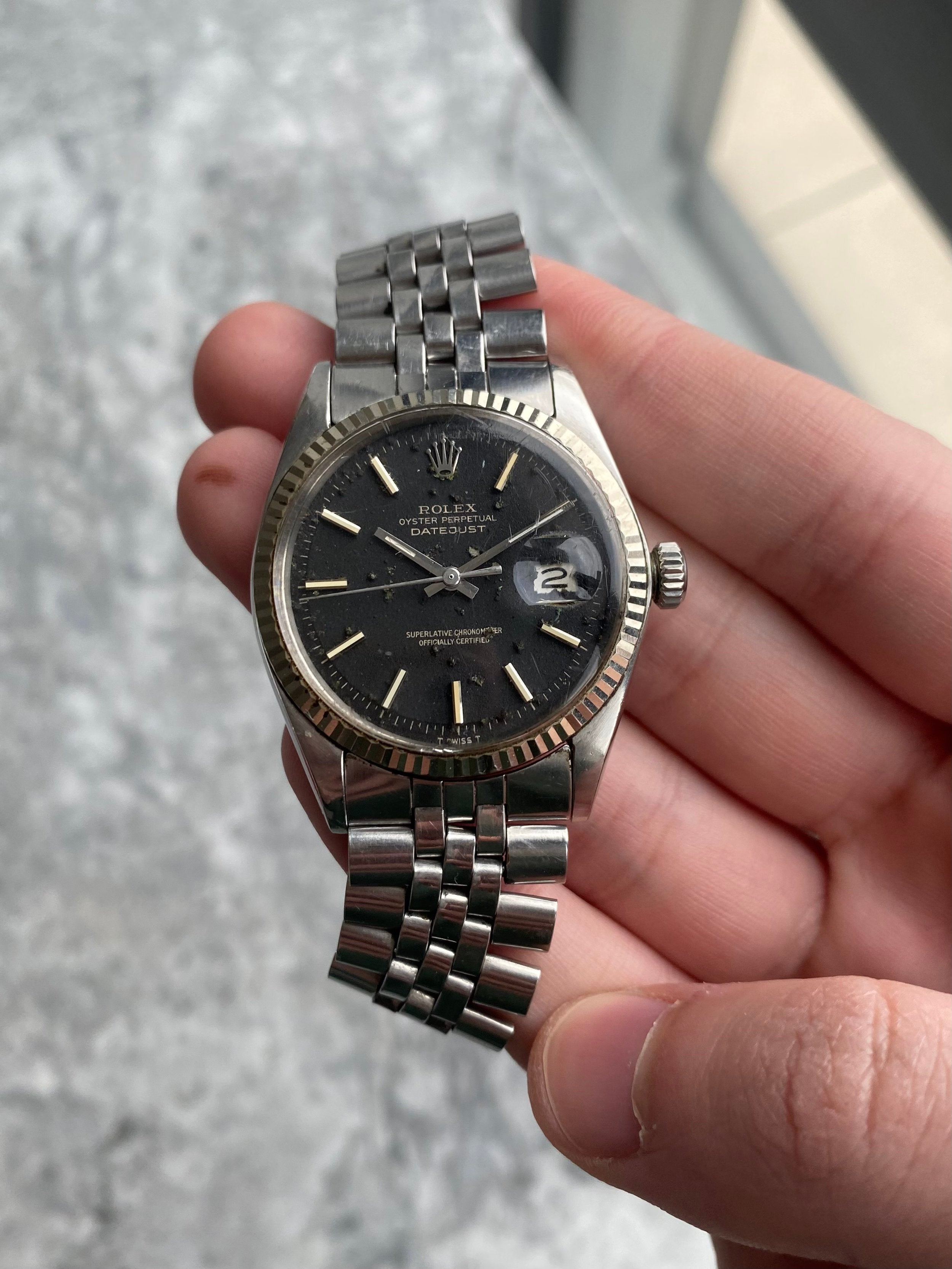 Rolex Datejust 1601 - Matte Black Dial.