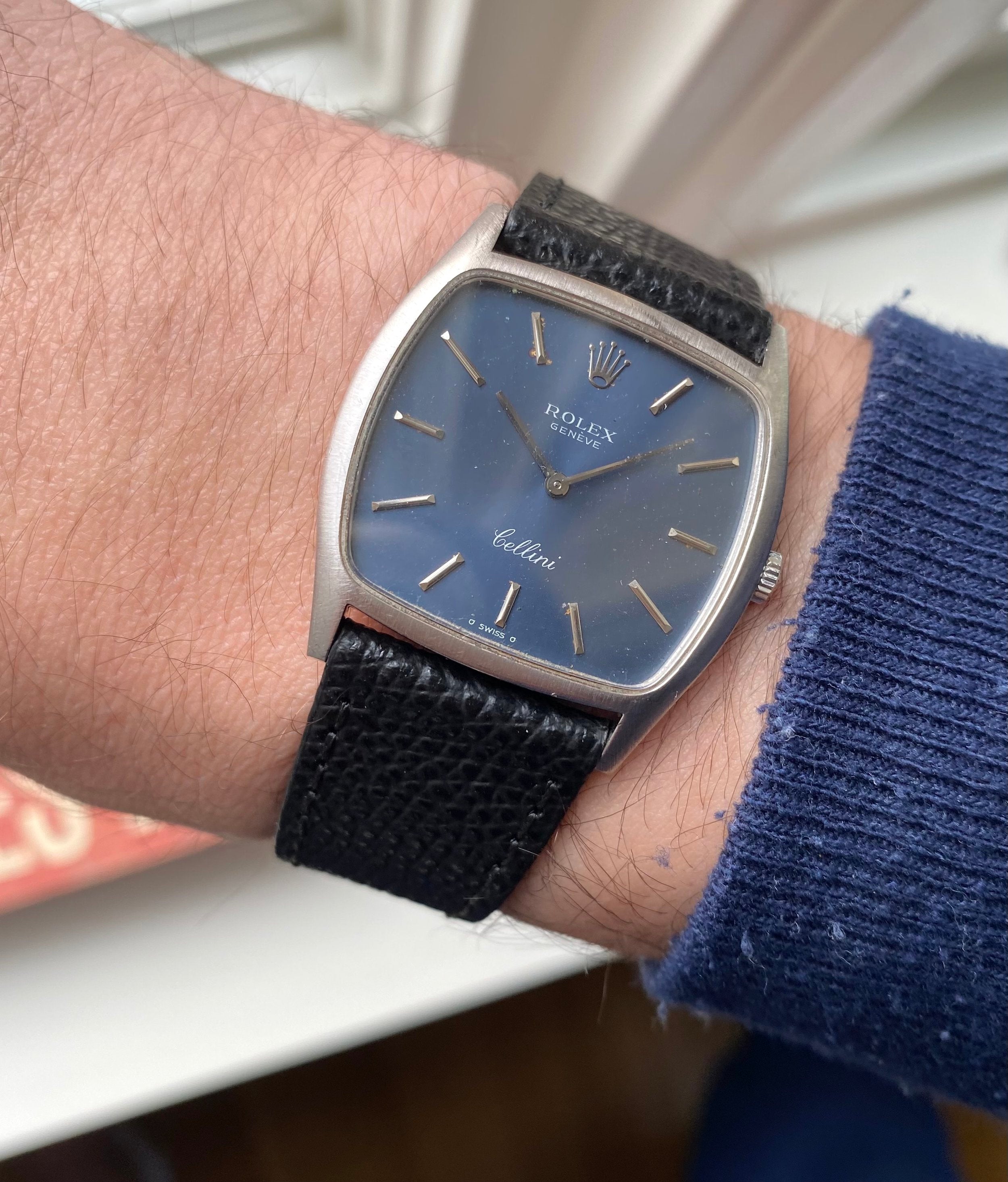 Rolex Cellini ref. 3805 — Blue Tonneau