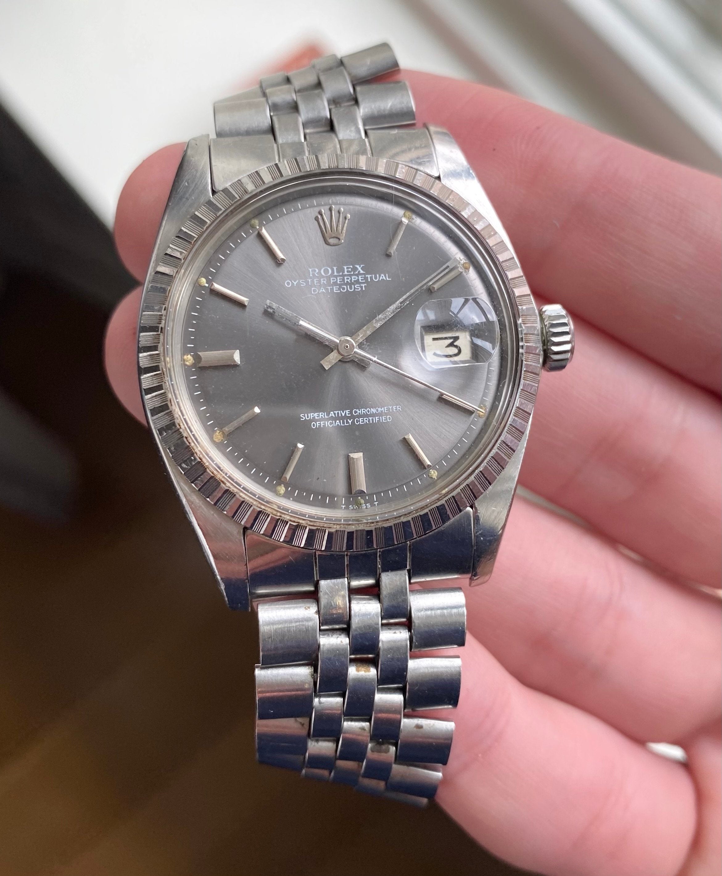 Rolex Datejust ref. 1603 — Grey Sunburst Dial