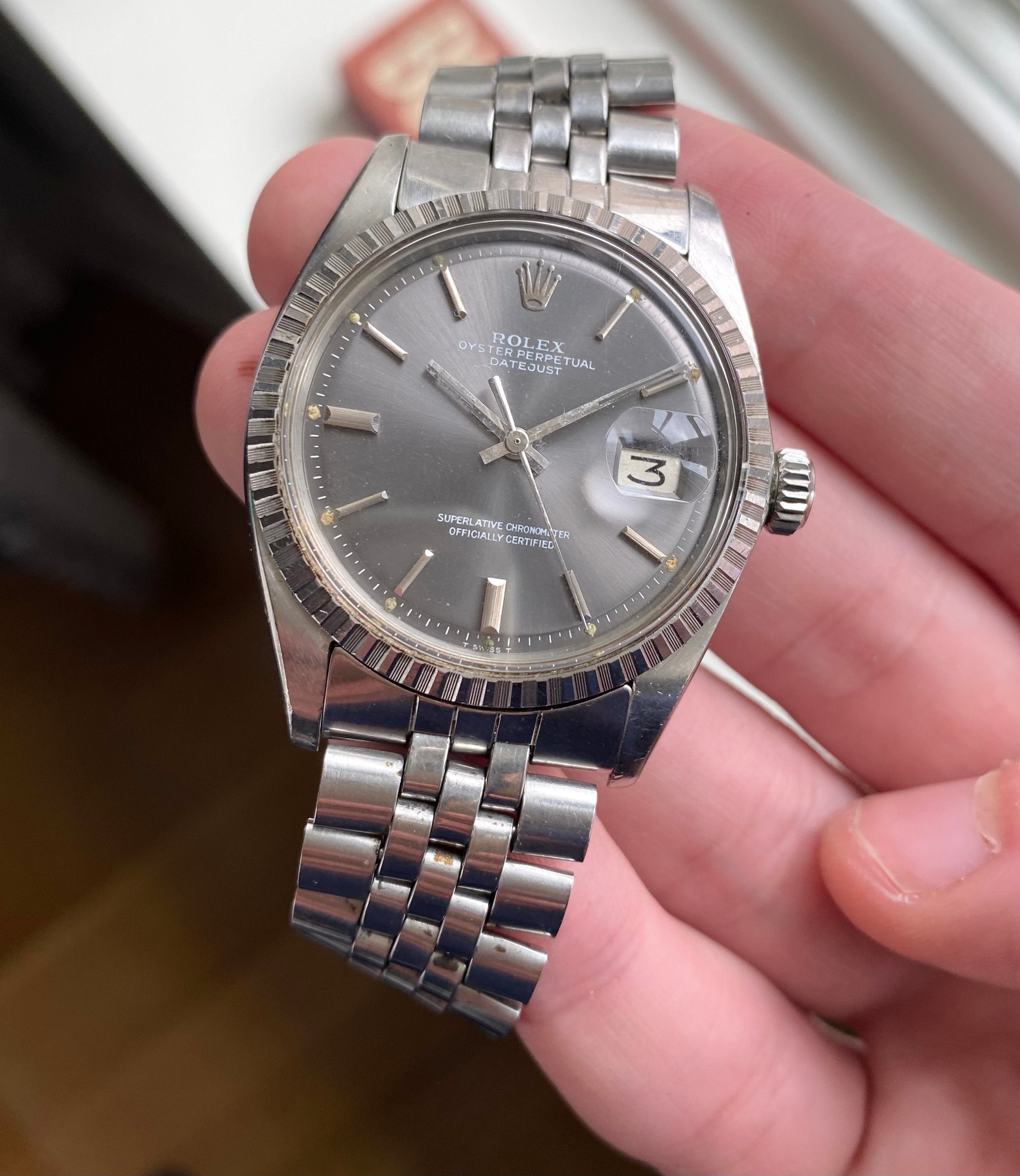 Rolex Datejust ref. 1603 — Grey Sunburst Dial