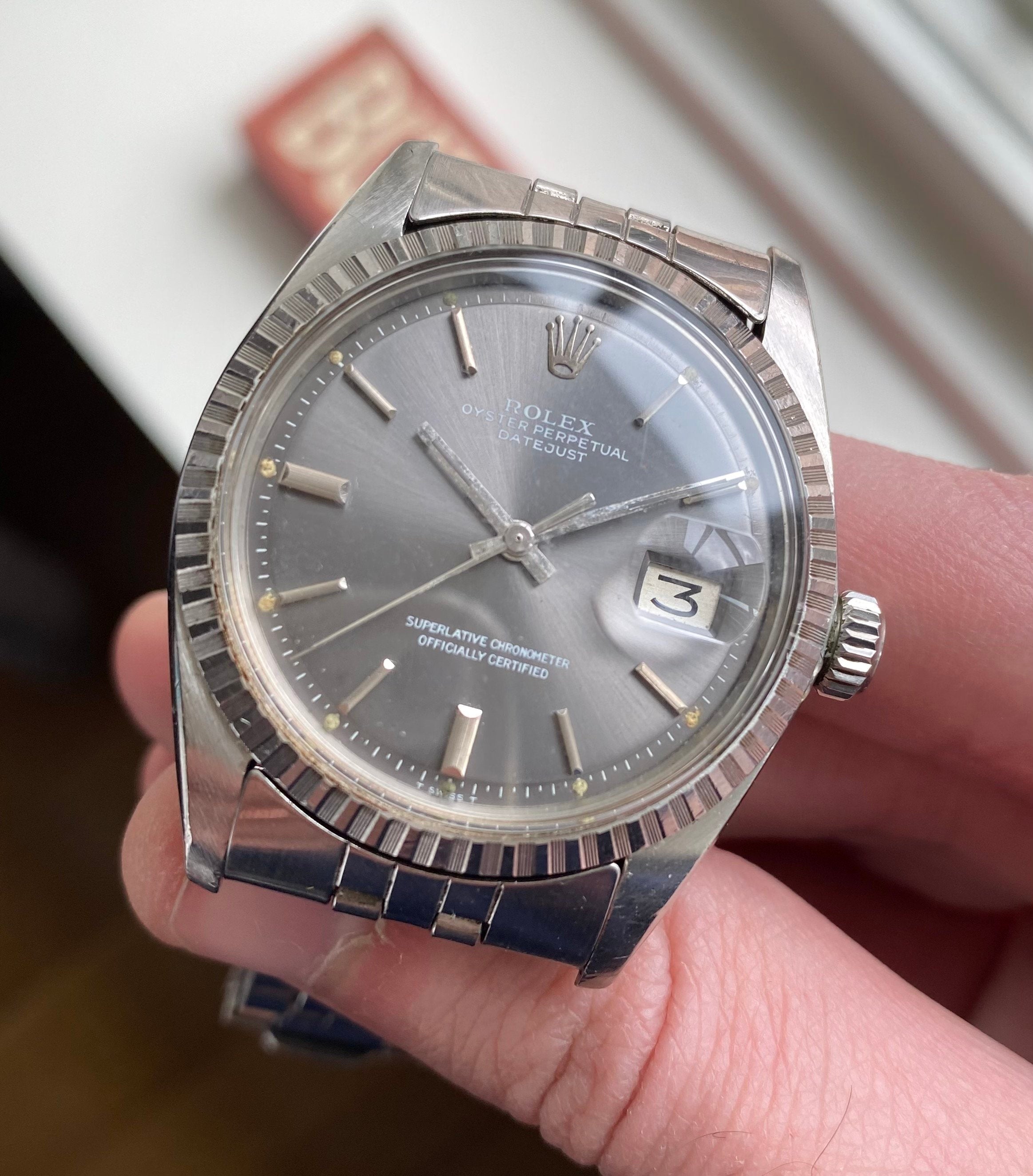 Rolex Datejust ref. 1603 — Grey Sunburst Dial