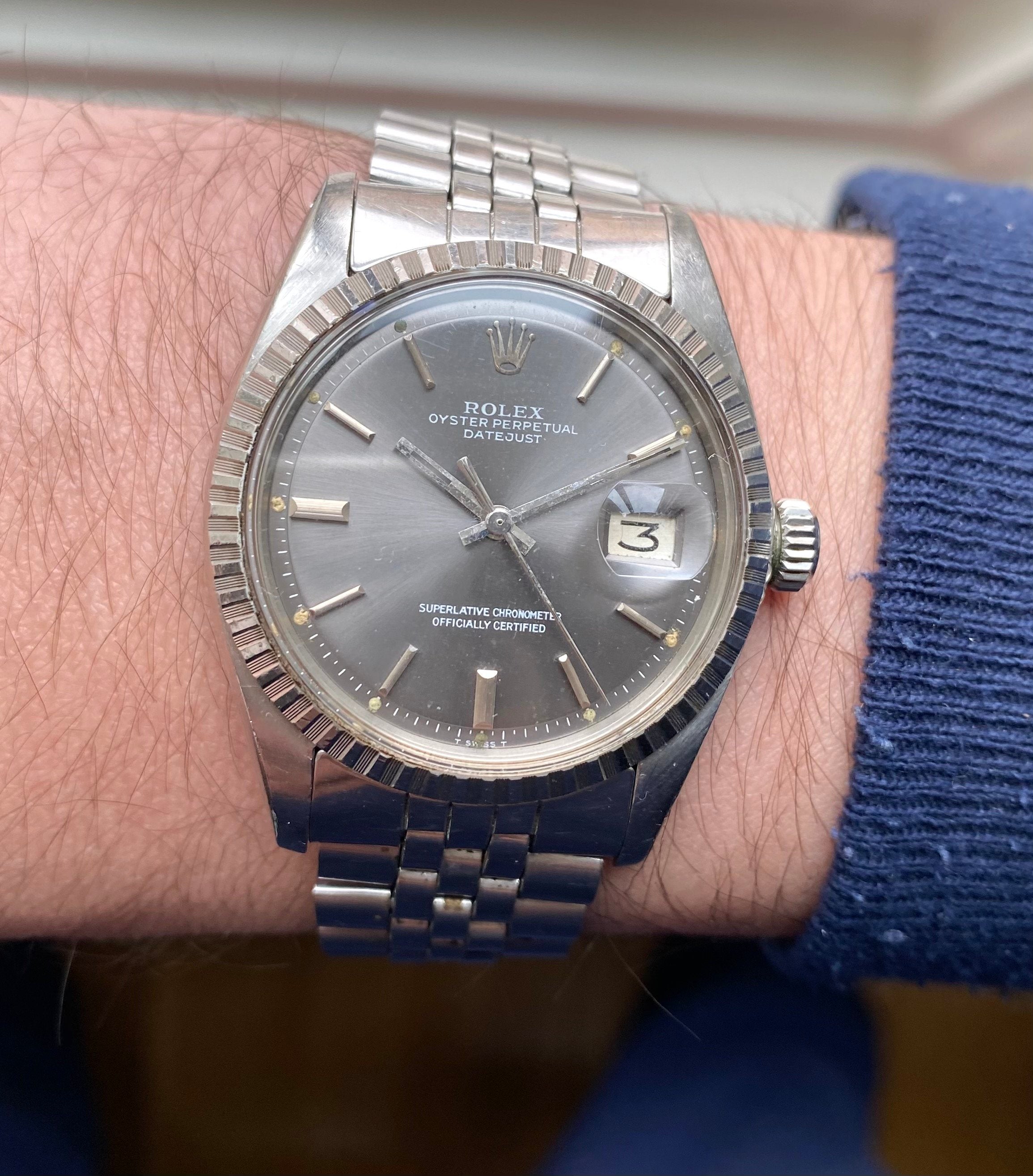 Rolex Datejust ref. 1603 — Grey Sunburst Dial