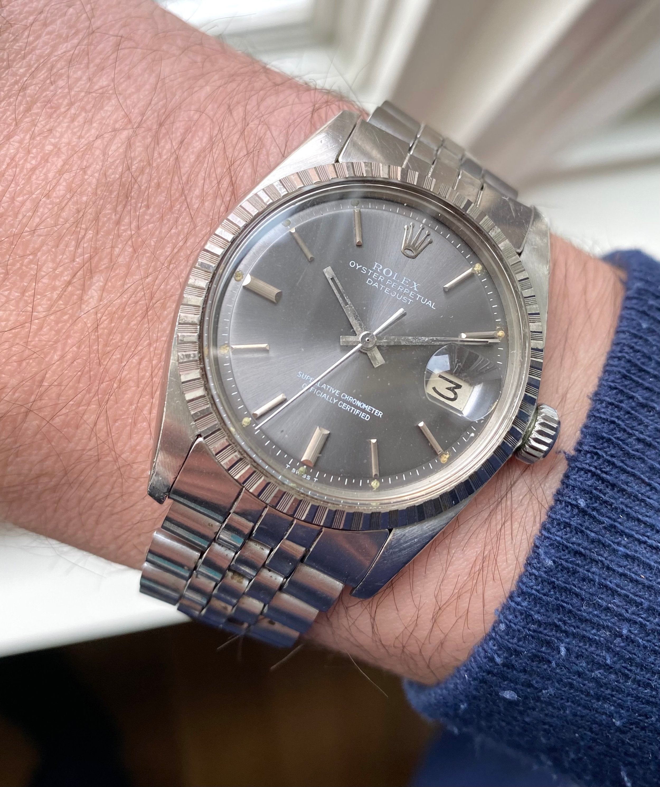 Rolex Datejust ref. 1603 — Grey Sunburst Dial