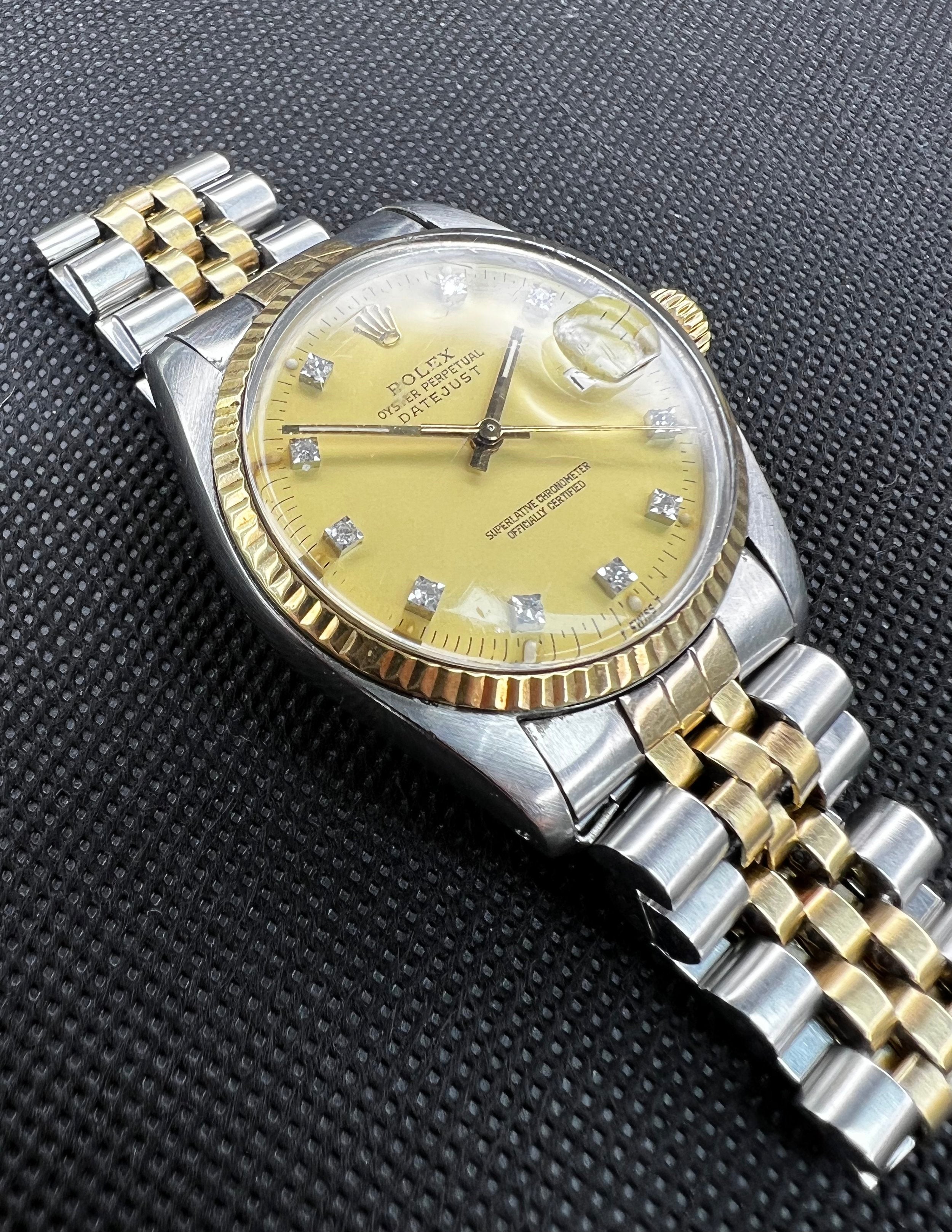 Rolex Datejust Ref 16013 70s Vintage Automatic Two Tone Diamond Dial 36mm