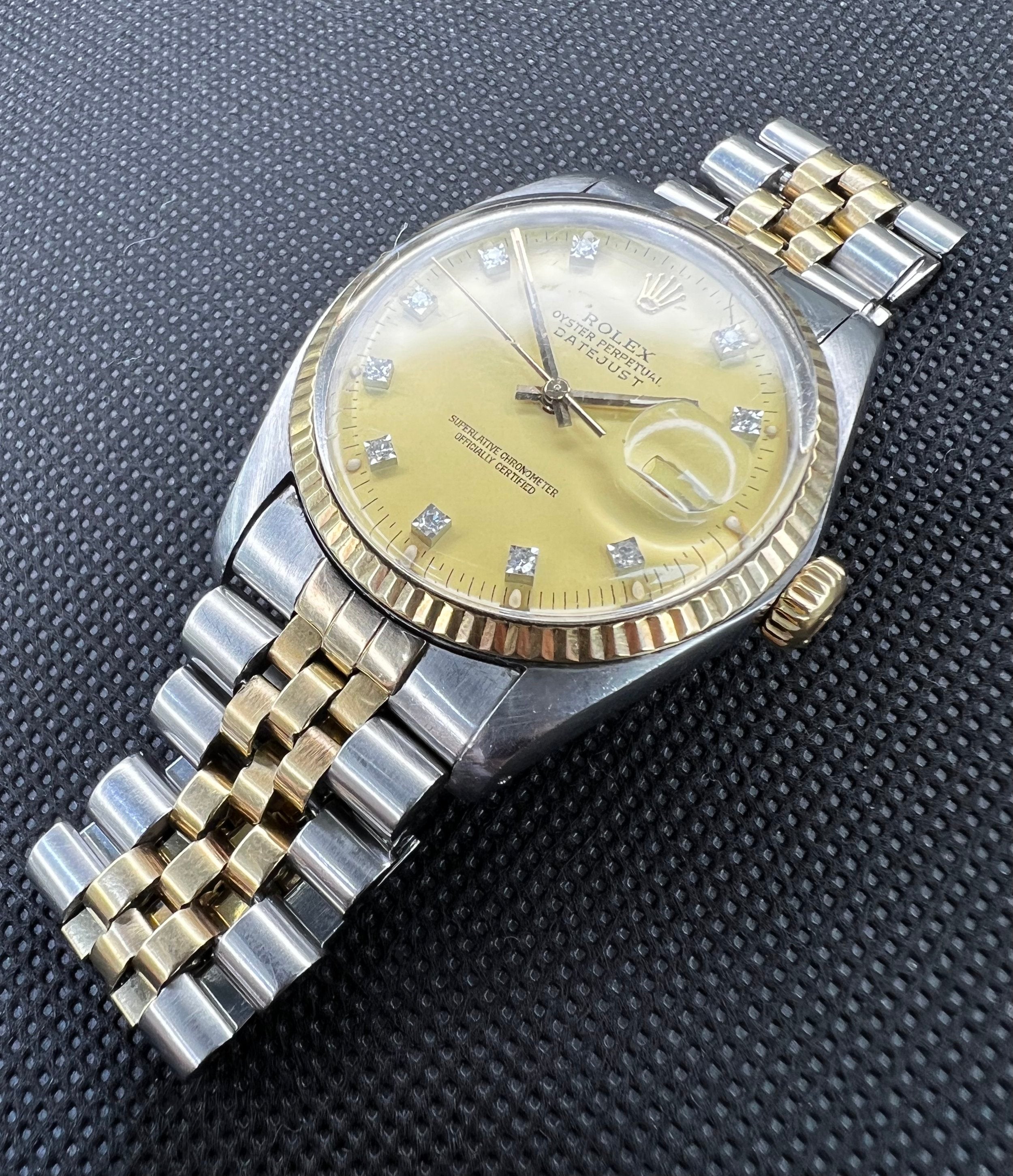 Rolex Datejust Ref 16013 70s Vintage Automatic Two Tone Diamond Dial 36mm