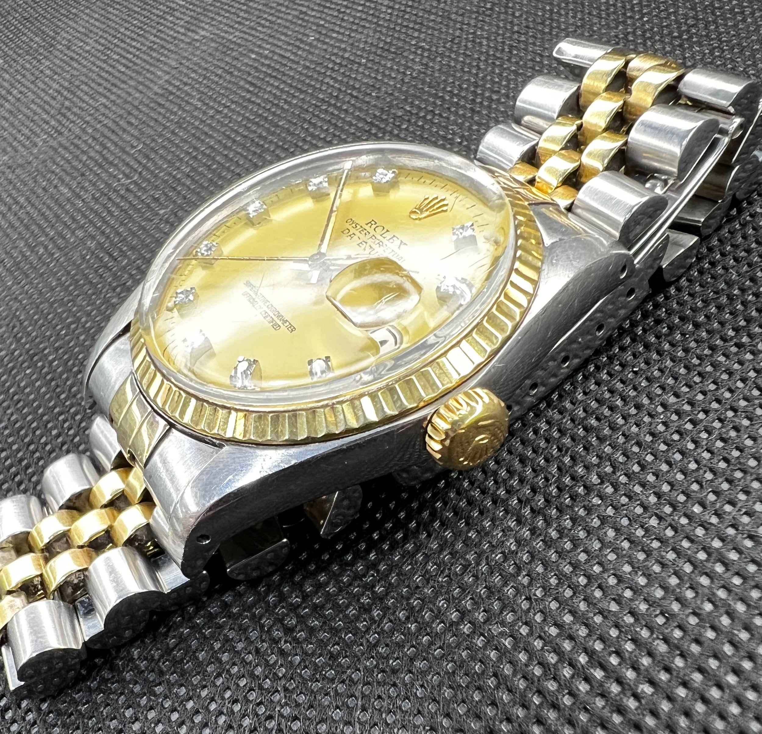 Rolex Datejust Ref 16013 70s Vintage Automatic Two Tone Diamond Dial 36mm