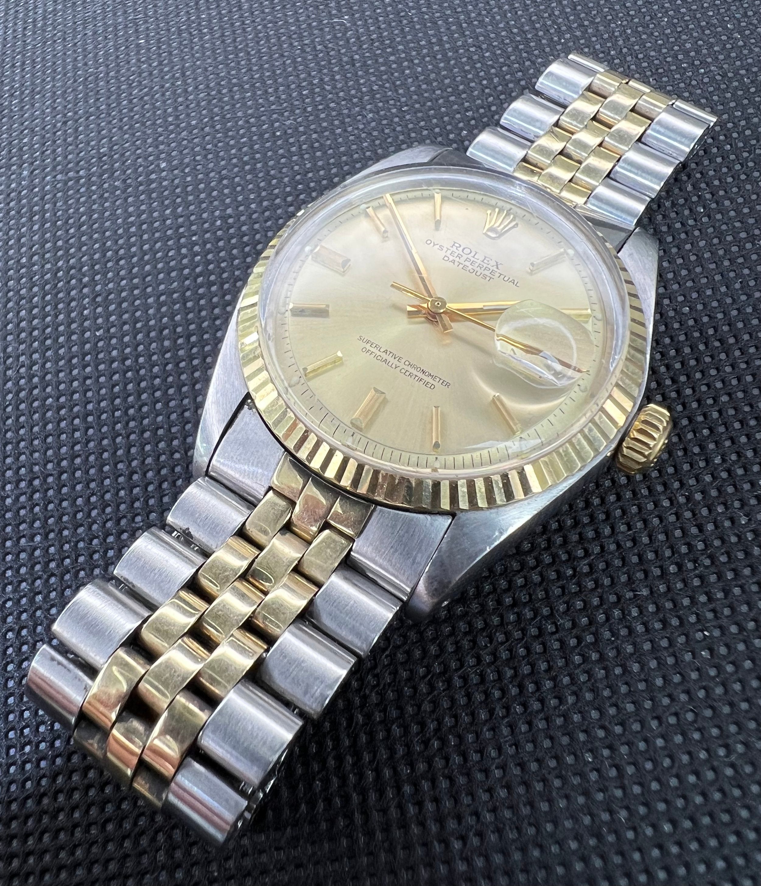 Rolex Datejust Ref 1601 70s Vintage Automatic Two Tone Champagne Dial 36mm